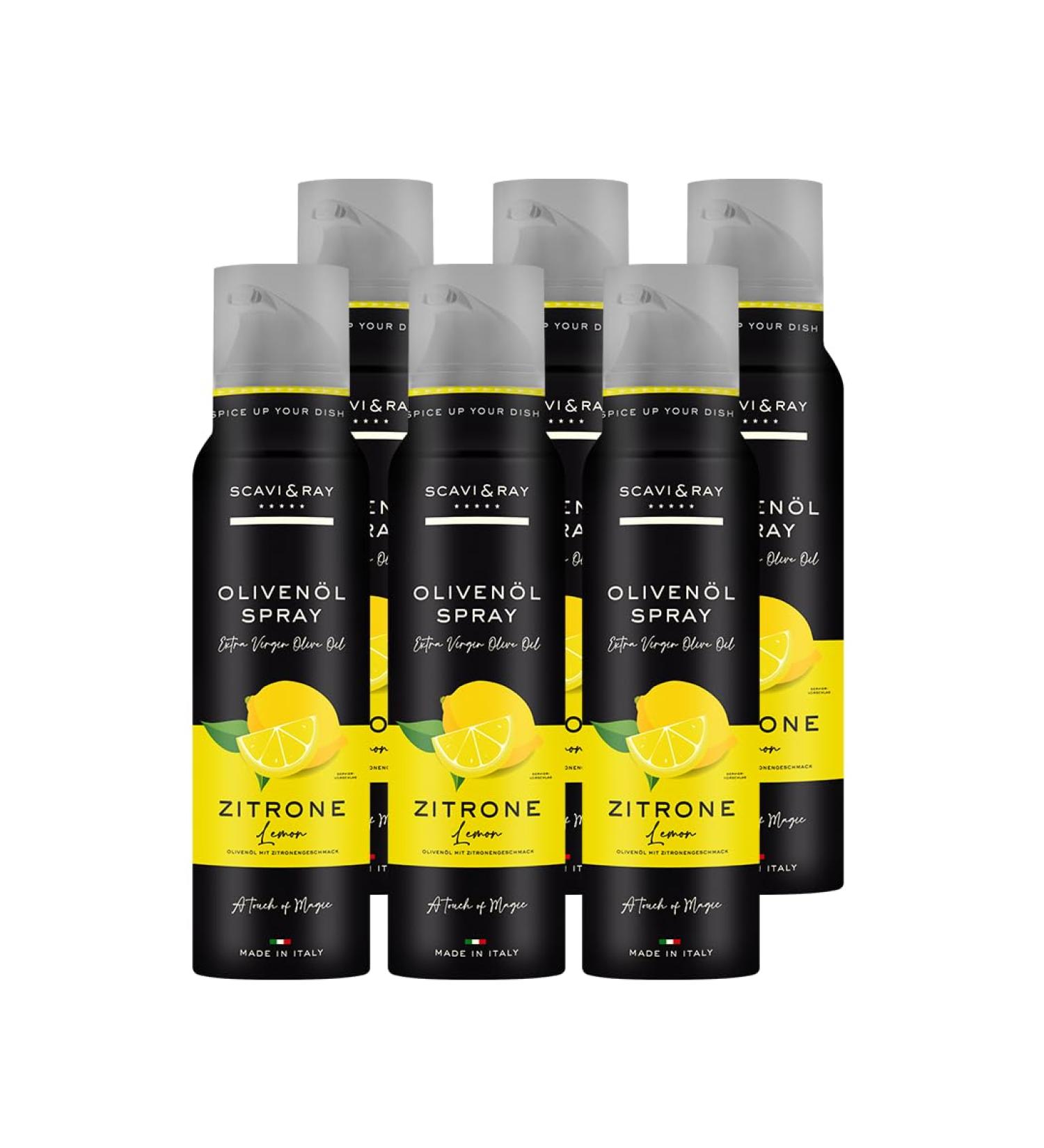  Scavi & Ray SCAVI & RAY 6 x Lemon Olive Oil Sprays 200ml Italian Lemon Spice Aromatic Oil Kitchen Spray with 3 Dosage Levels for Fish Salads and Antipasti Oil - Buy Online on GoSupps.com