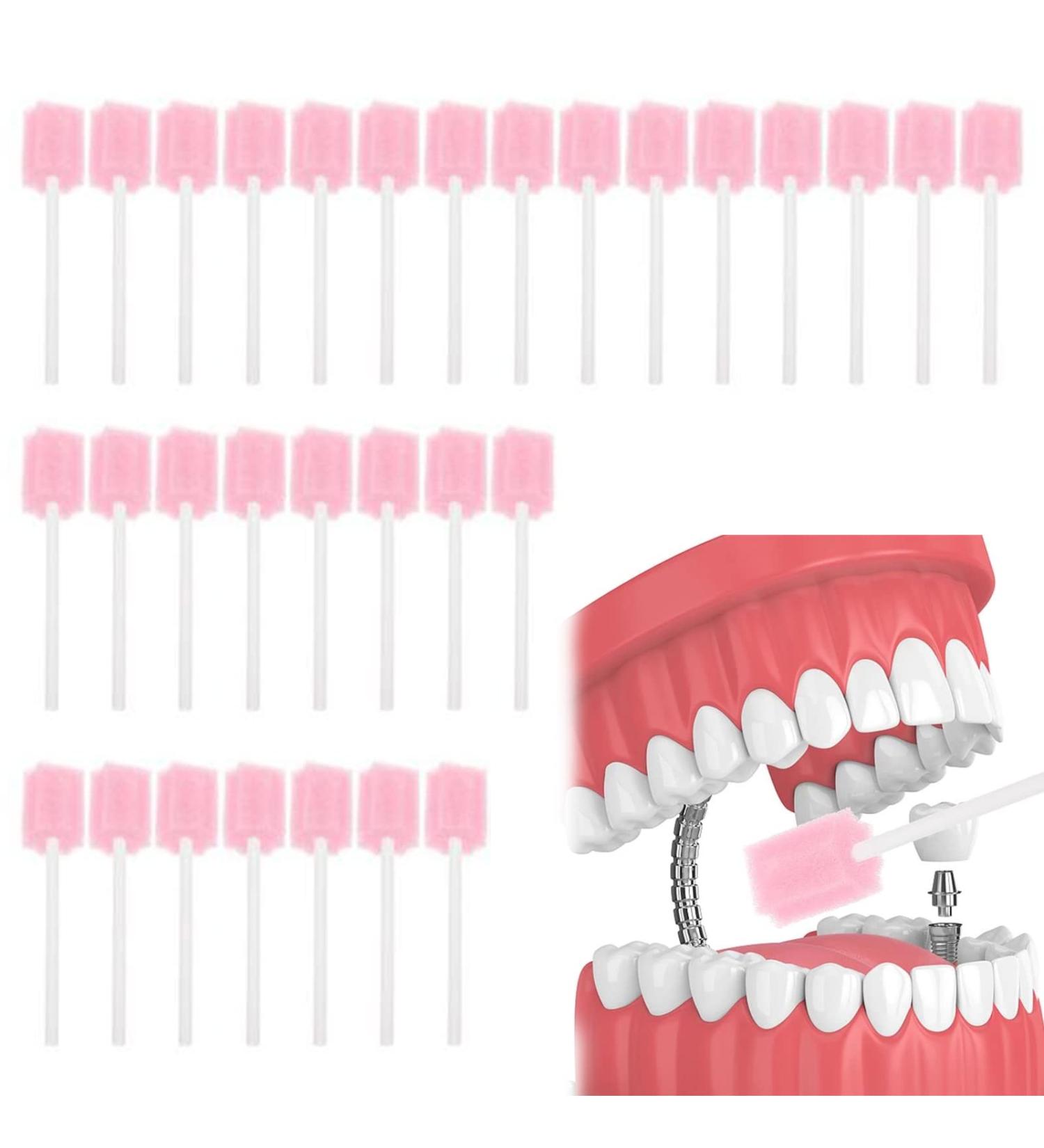 Disposable Oral Care Sponge Swabs - Pink Pack of 30 | Cleaning Mouth Swabs for Easy Oral Hygiene - Buy Online on GoSupps.com