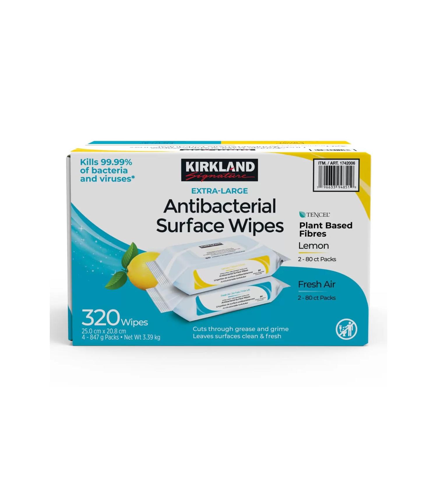 Kirkland Signature Antibacterial Wipes 4 x 80 Wipes (320 Sheets) By Shop4less