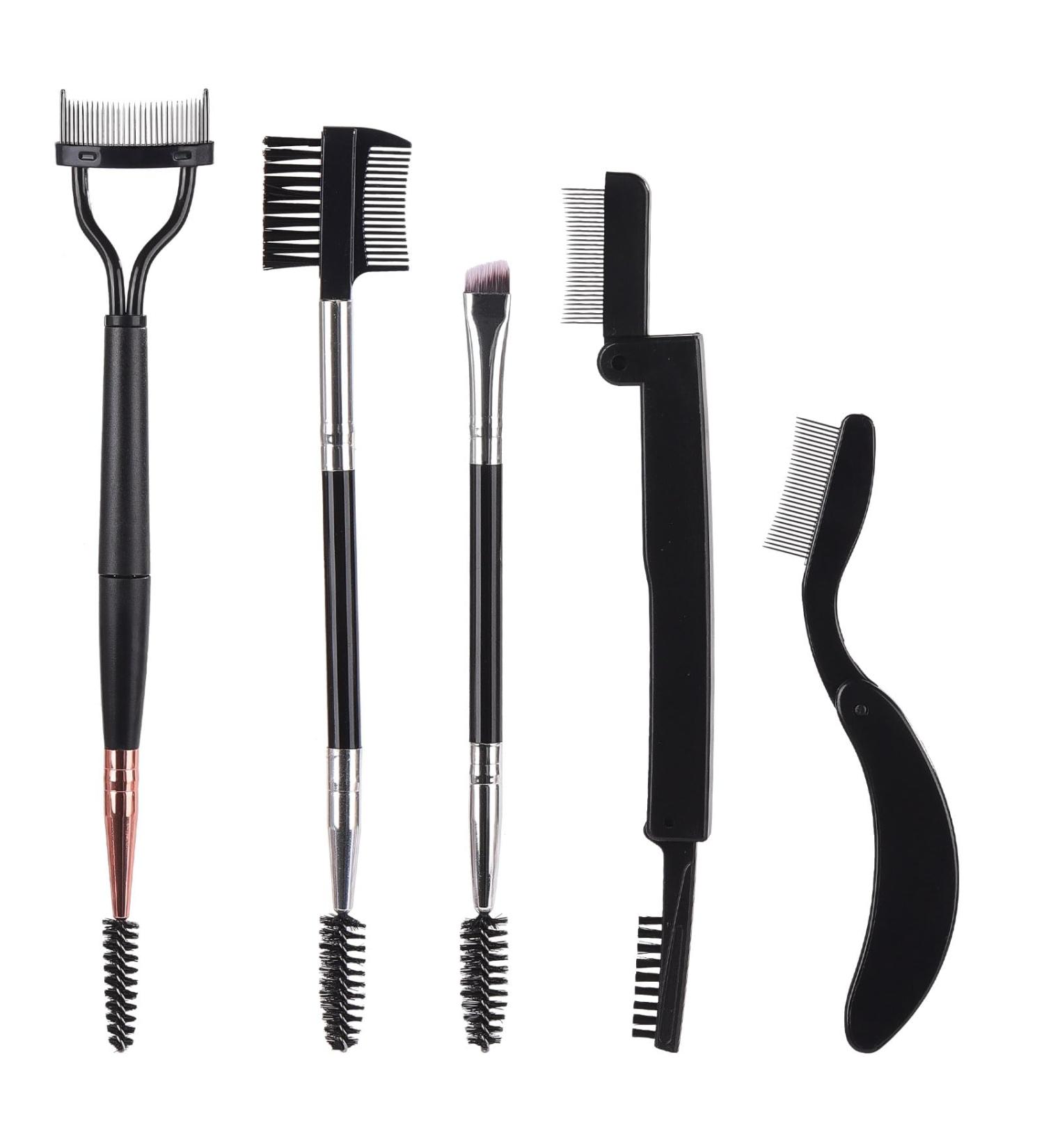 Eyebrow Combs Eyelash Comb Separator Dual Head Brow Brush and Spoolie Brush Mascara Separator Tool Black (5 Pieces Set) - Buy Online on GoSupps.com