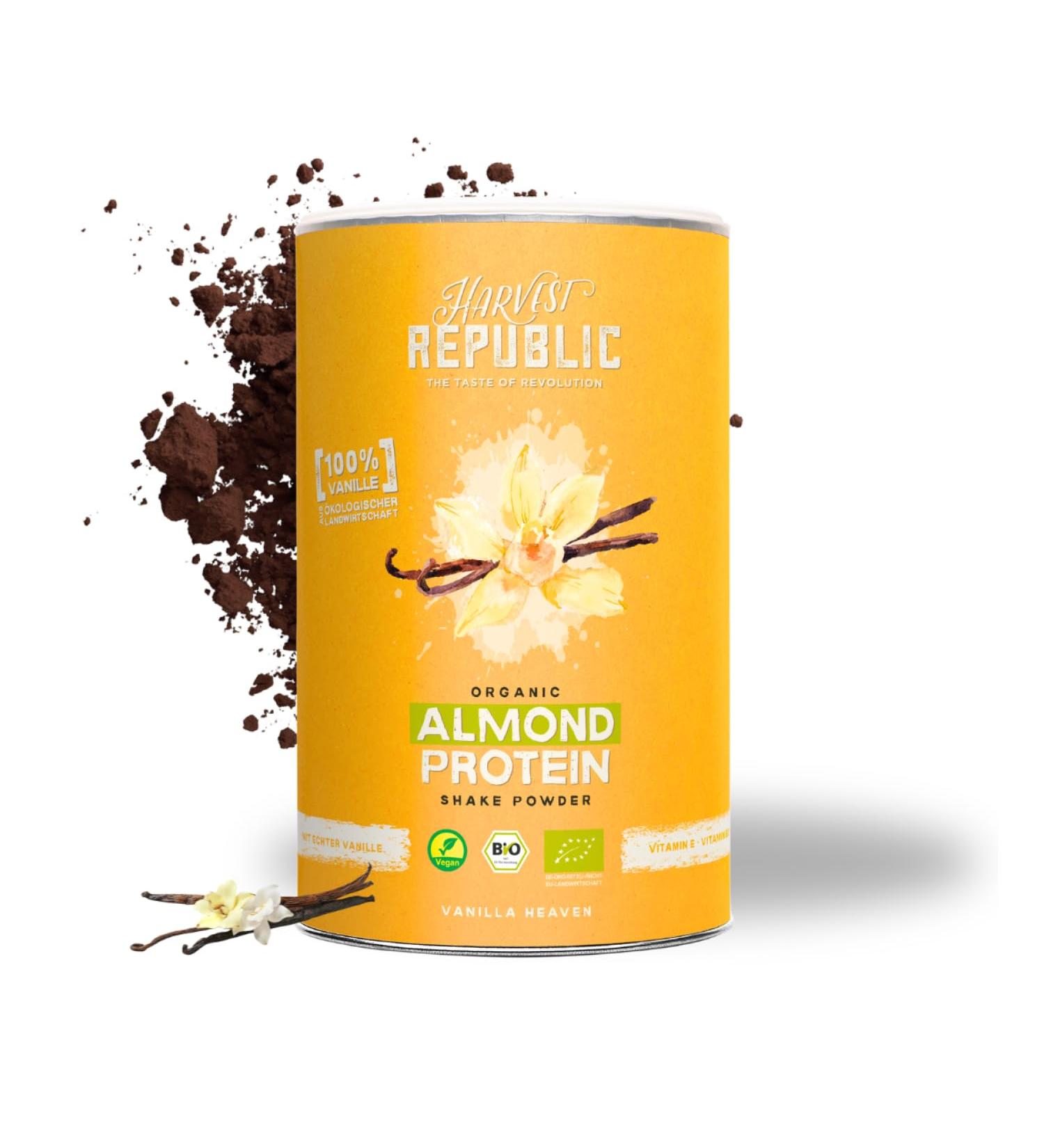  Harvest Republic HARVEST REPUBLIC Organic Almond Protein Powder Vanilla with Real Organic Vanilla | 320g Vegan Protein Powder - Buy Online on GoSupps.com