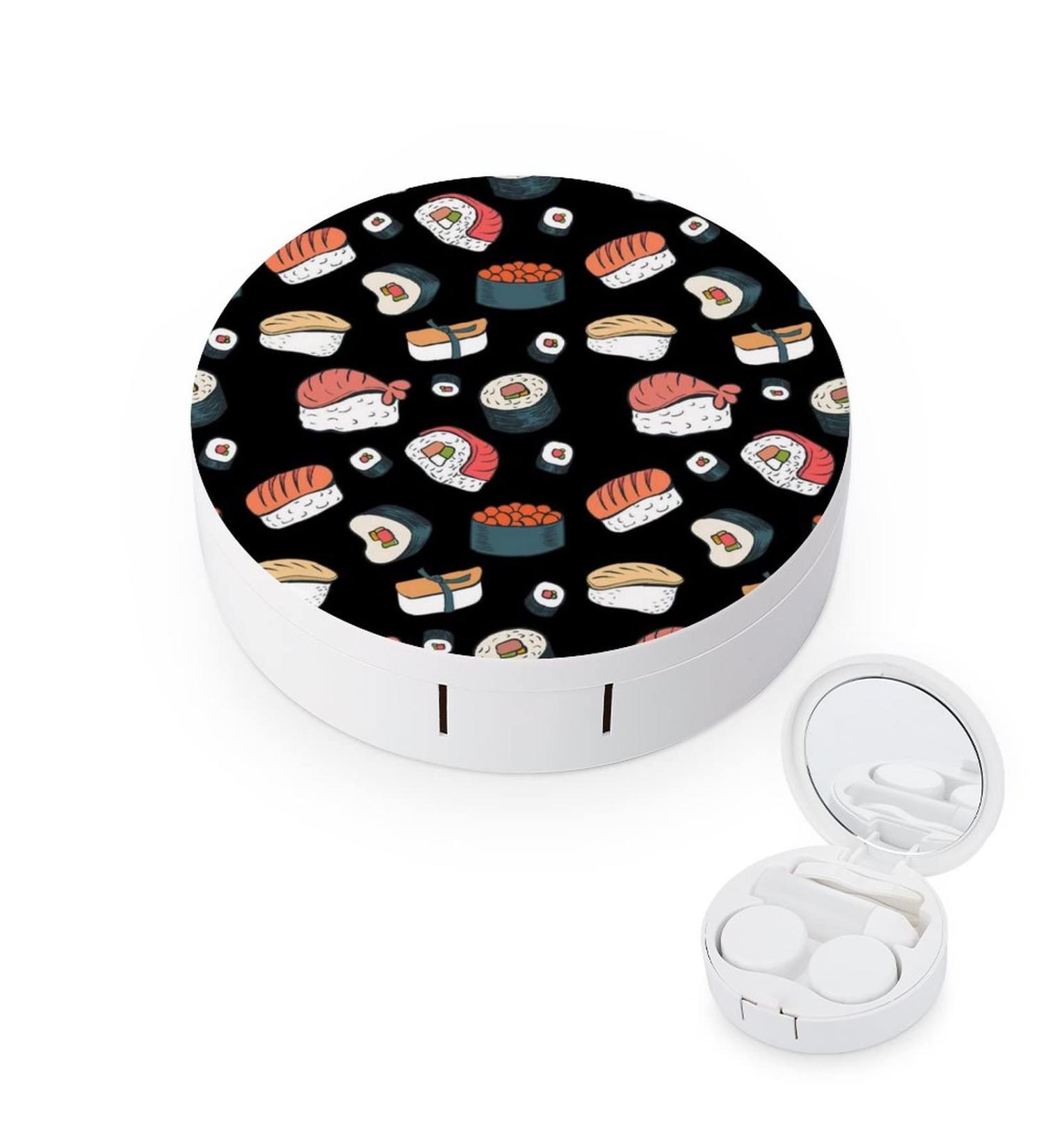 Japanese Sushi Round Case For Contact Lens Kit Storage Box with Mirror Printed - Buy Online on GoSupps.com