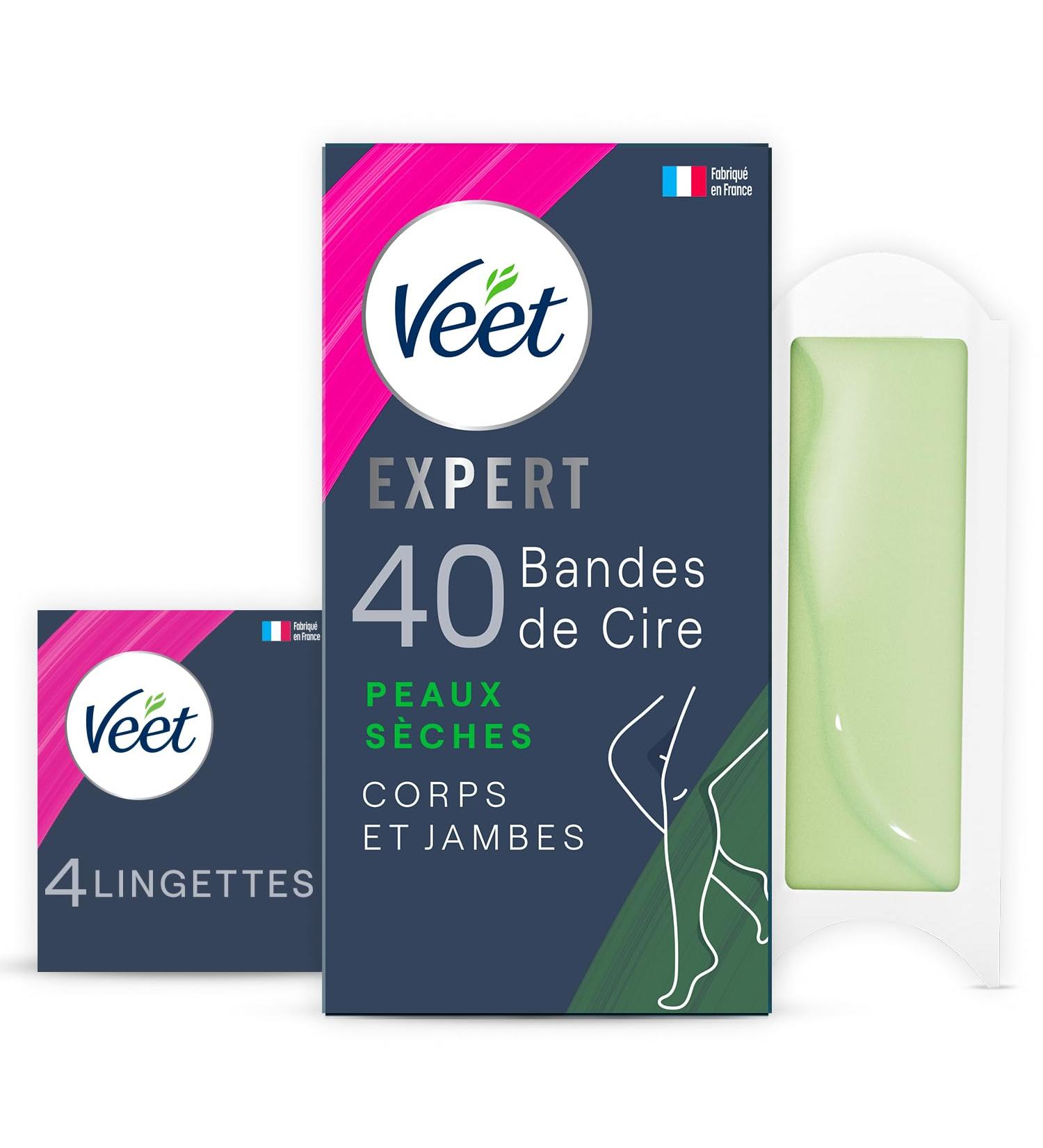 Veet Expert 40 Strips of Cold Wax for Body and Legs for Dry Skin - Perfect Finish - Long-Lasting Hair Removal - Buy Online on GoSupps.com