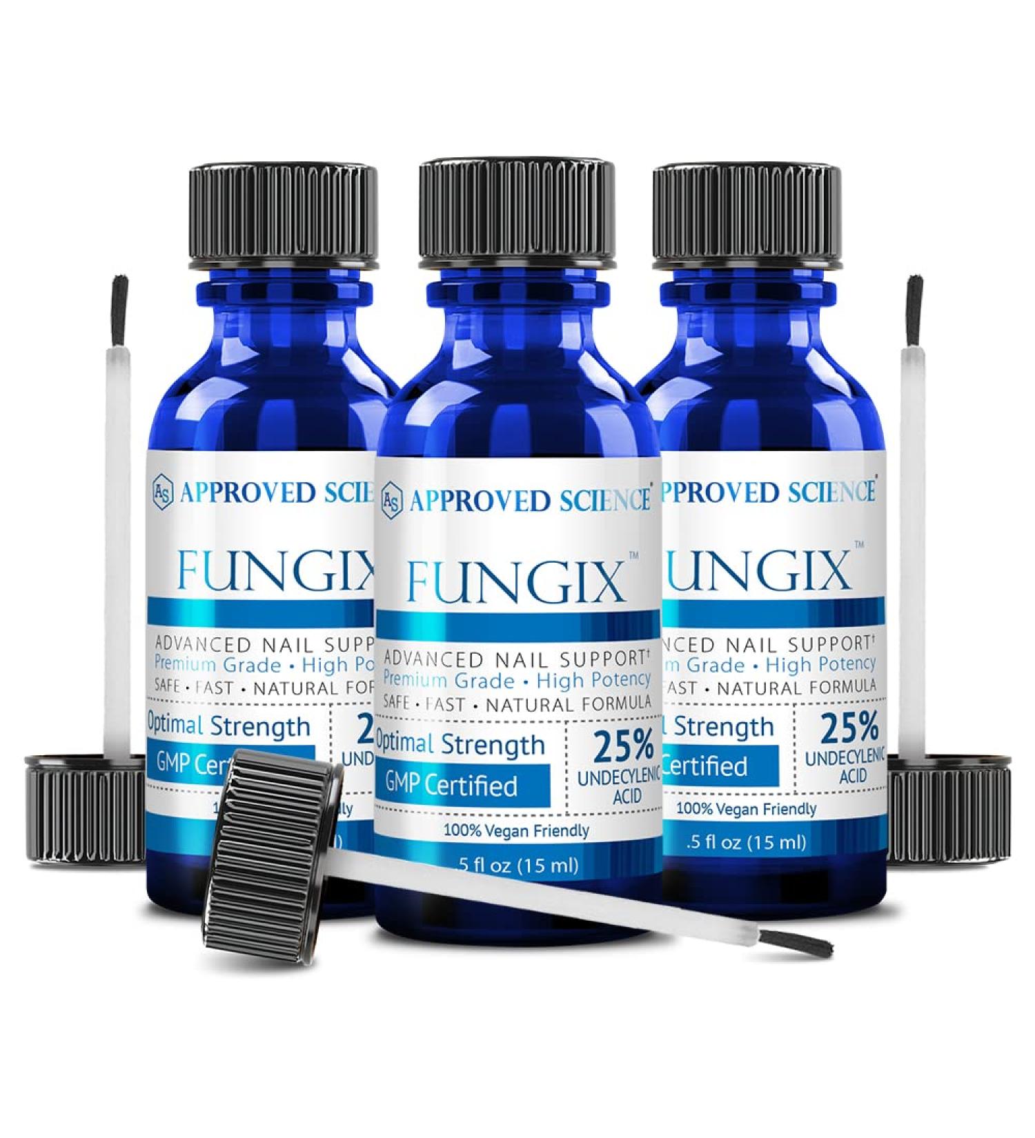 Approved Science Fungix - Nail Fungus Formula with Tea Tree Oil, 25% Undecylenic Acid, and Vitamin E - Pack of 3 - All Natural Vegan Friendly - Buy Online on GoSupps.com
