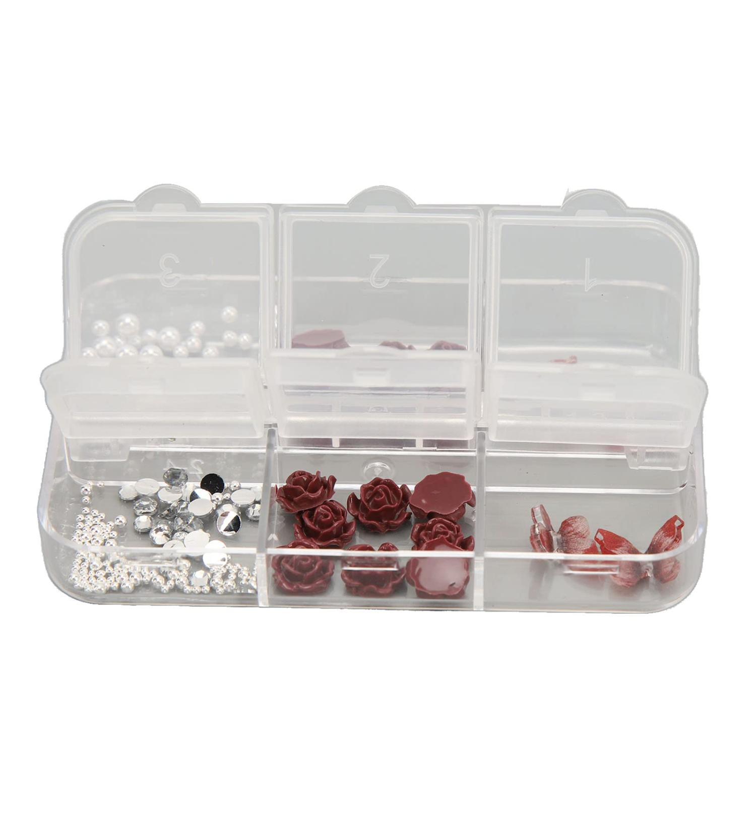 Nail Art Rhinestones Kit 3D Nail Art Charms Flower Butterfly Shape Vintage Portable Manicure Decorations with Rhinestones Artificial Pearls with Storage Organizer Box - Buy Online on GoSupps.com
