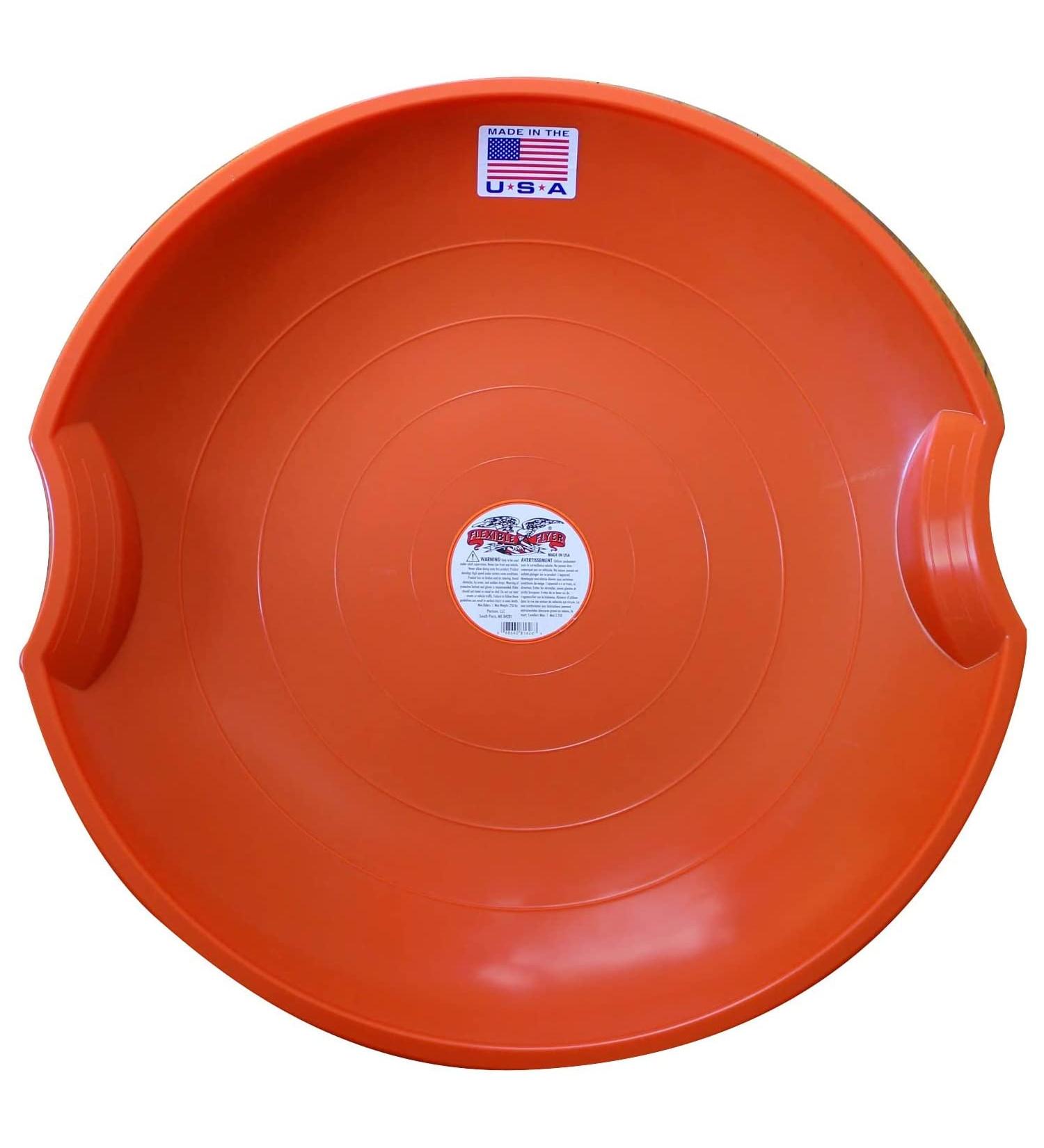 Flexible Flyer Round Flying Saucer Snow Sled - 26 Inch Orange Disc Racer for Kids 4 and Up - Buy Online on GoSupps.com