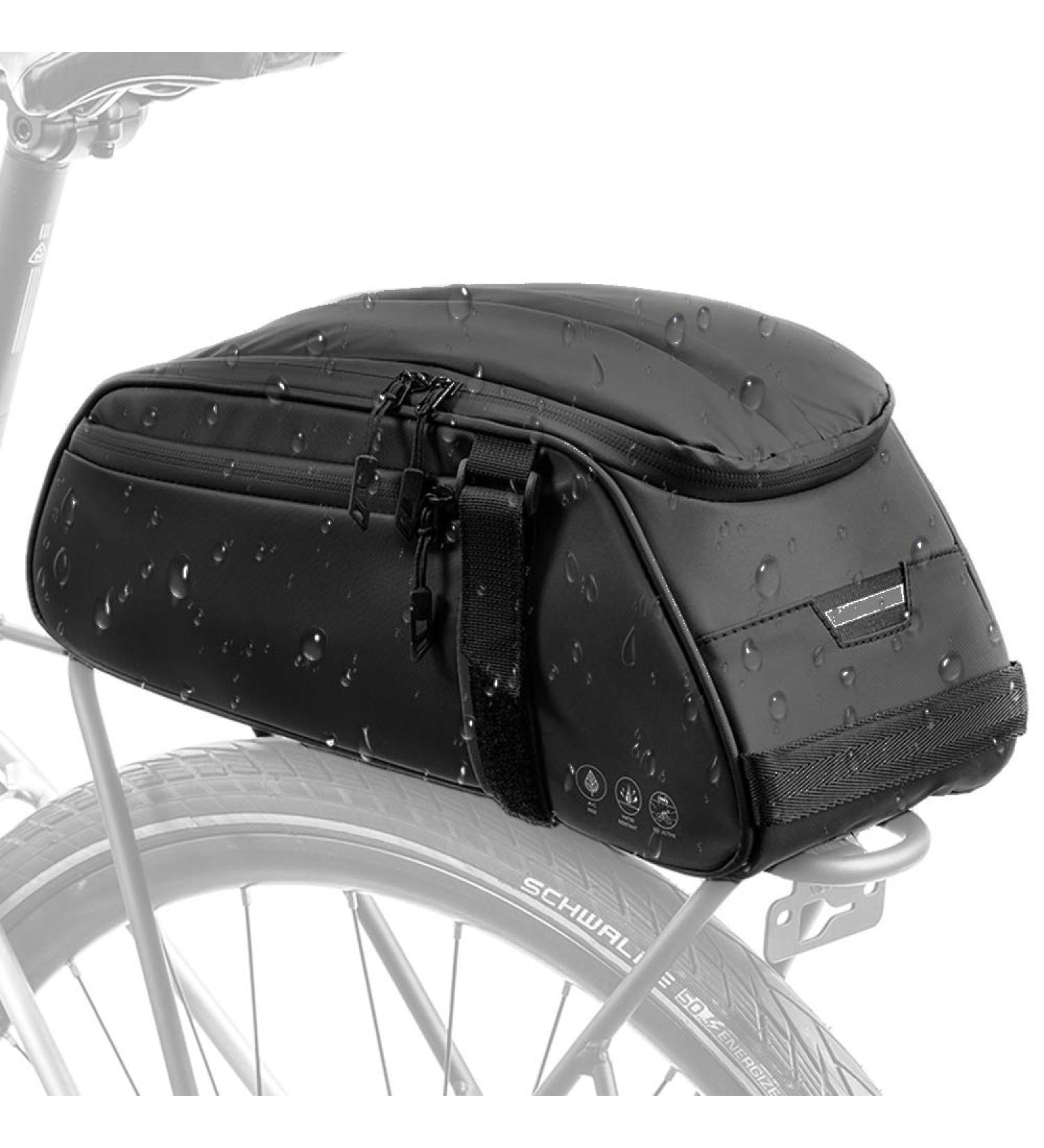 WOTOW Bike Reflective Rear Rack Bag - 8L Water Resistant Saddle Panniers for Cycling - Black - Buy Online on GoSupps.com
