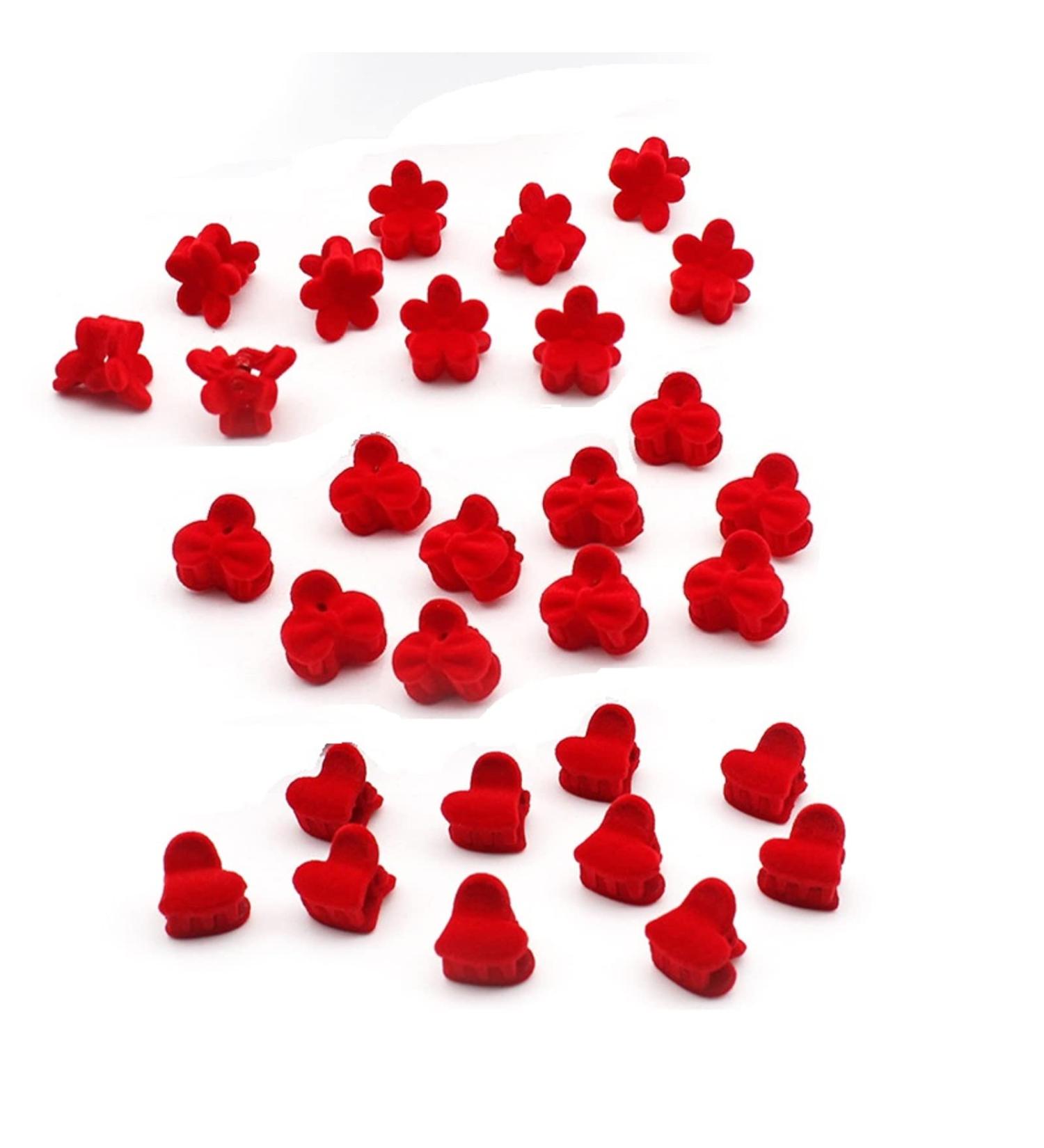 30pcs Red Velvet Mini Hair Claw Clips - Non-Slip Small Plastic Jaw Clips for Girls and Women - Buy Online on GoSupps.com