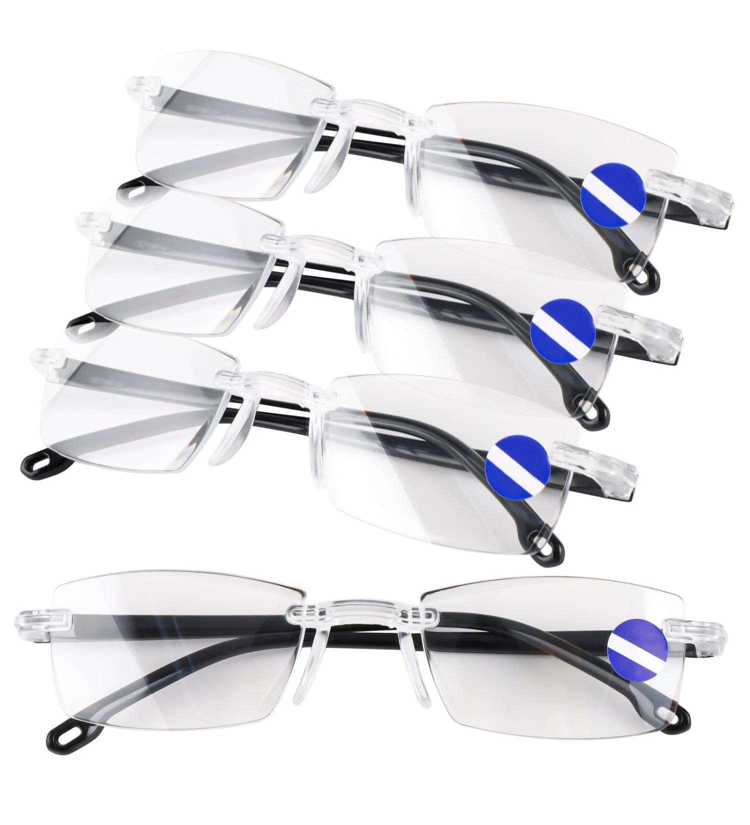ECLIPSE Auto Zoom Reading Glasses - 4 Piece Set Frameless Anti-Blue Light Clear Focus Ideal for Presbyopia - Men & Women - Buy Online on GoSupps.com
