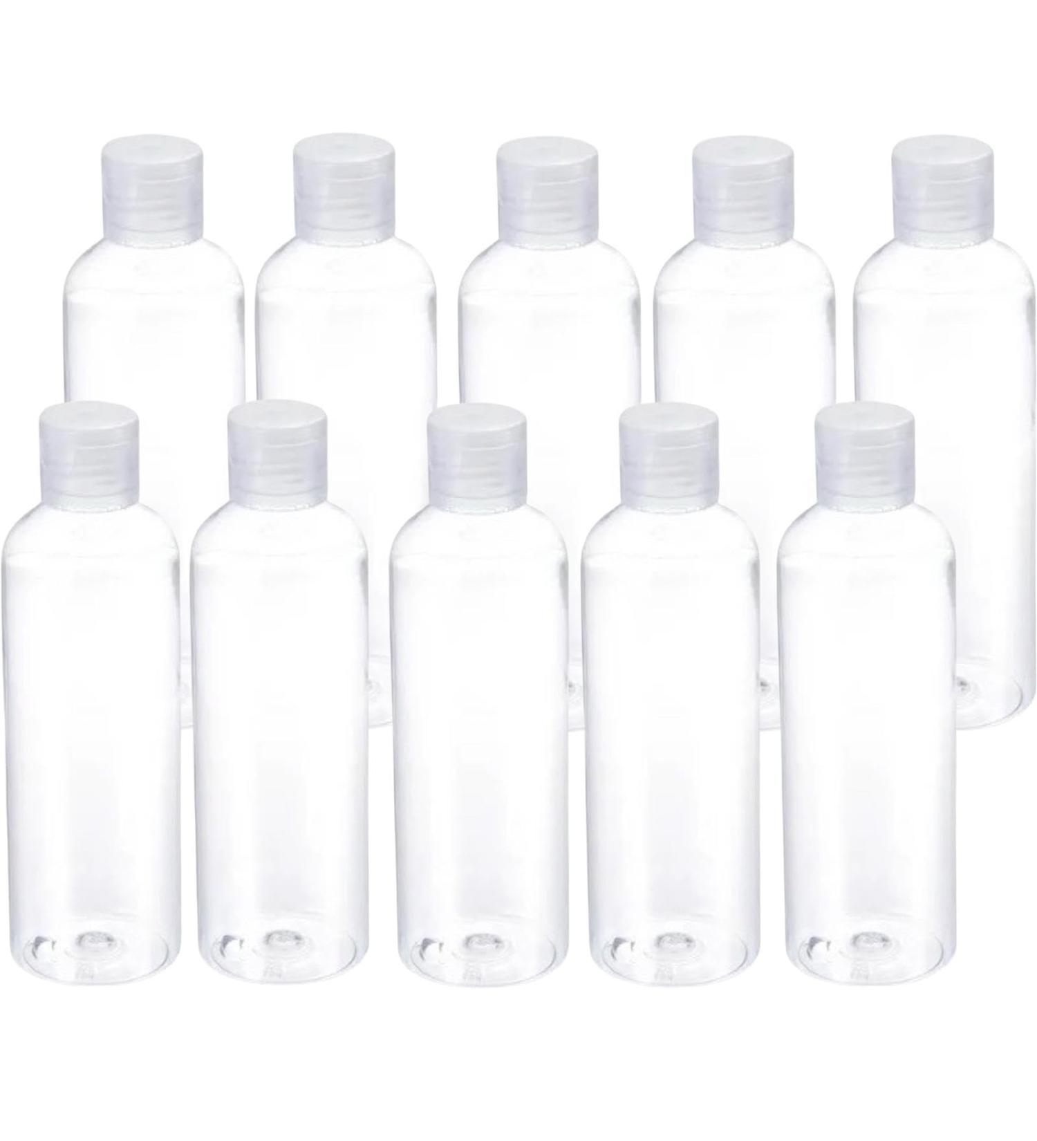 Palm Safe Plastic 50ml Travel Bottles with Flip Cap - 10 Pack PET002 Clear - Buy Online on GoSupps.com