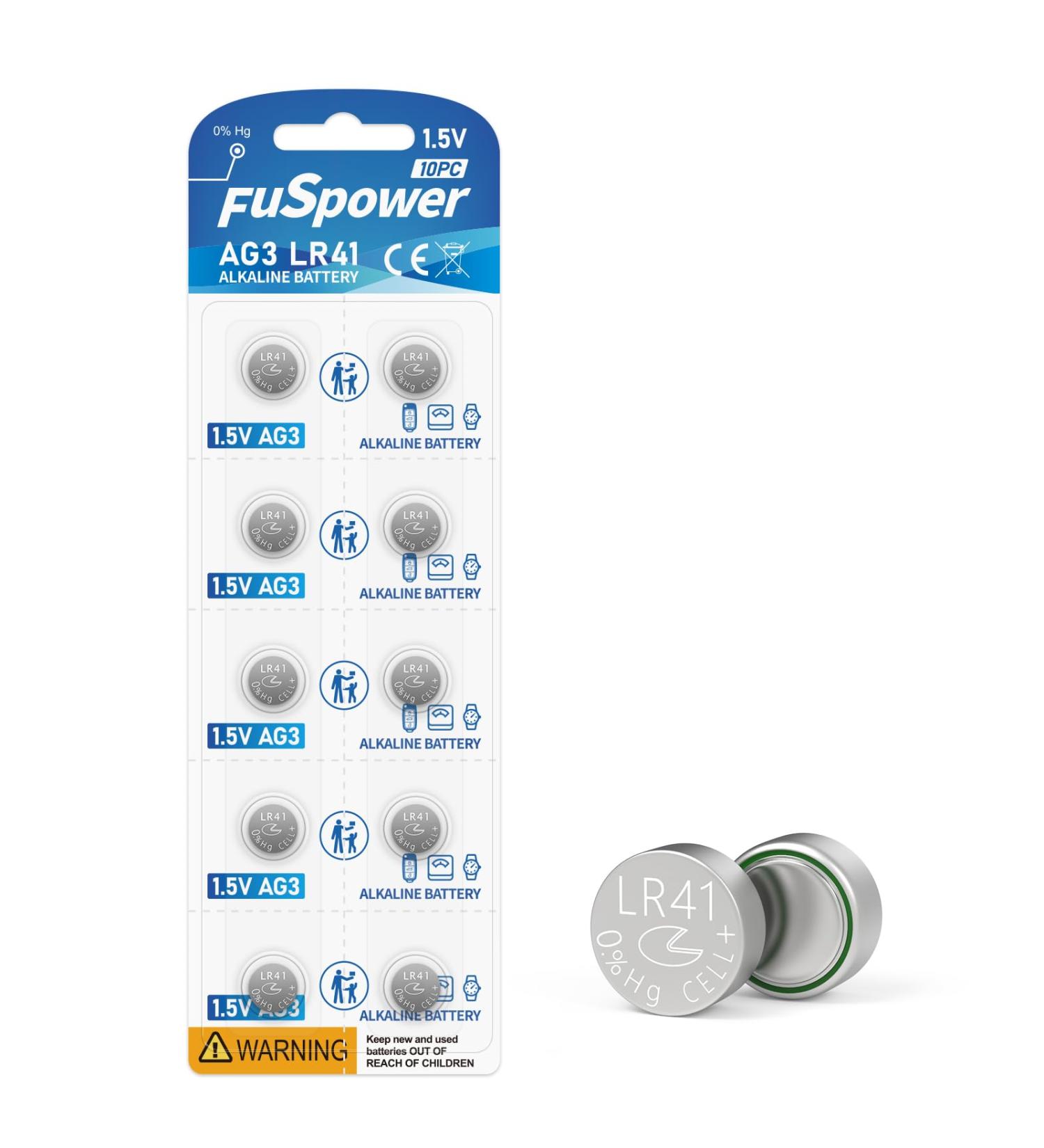 LR41 Batteries AG3 L736 392 384 192 L736f SR41 1.5V AG3/LR41 Battery Alkaline Button Coin Cell Watch Batteries for Thermometer Flashlight Tealights Remote Control 10pcs - Buy Online on GoSupps.com