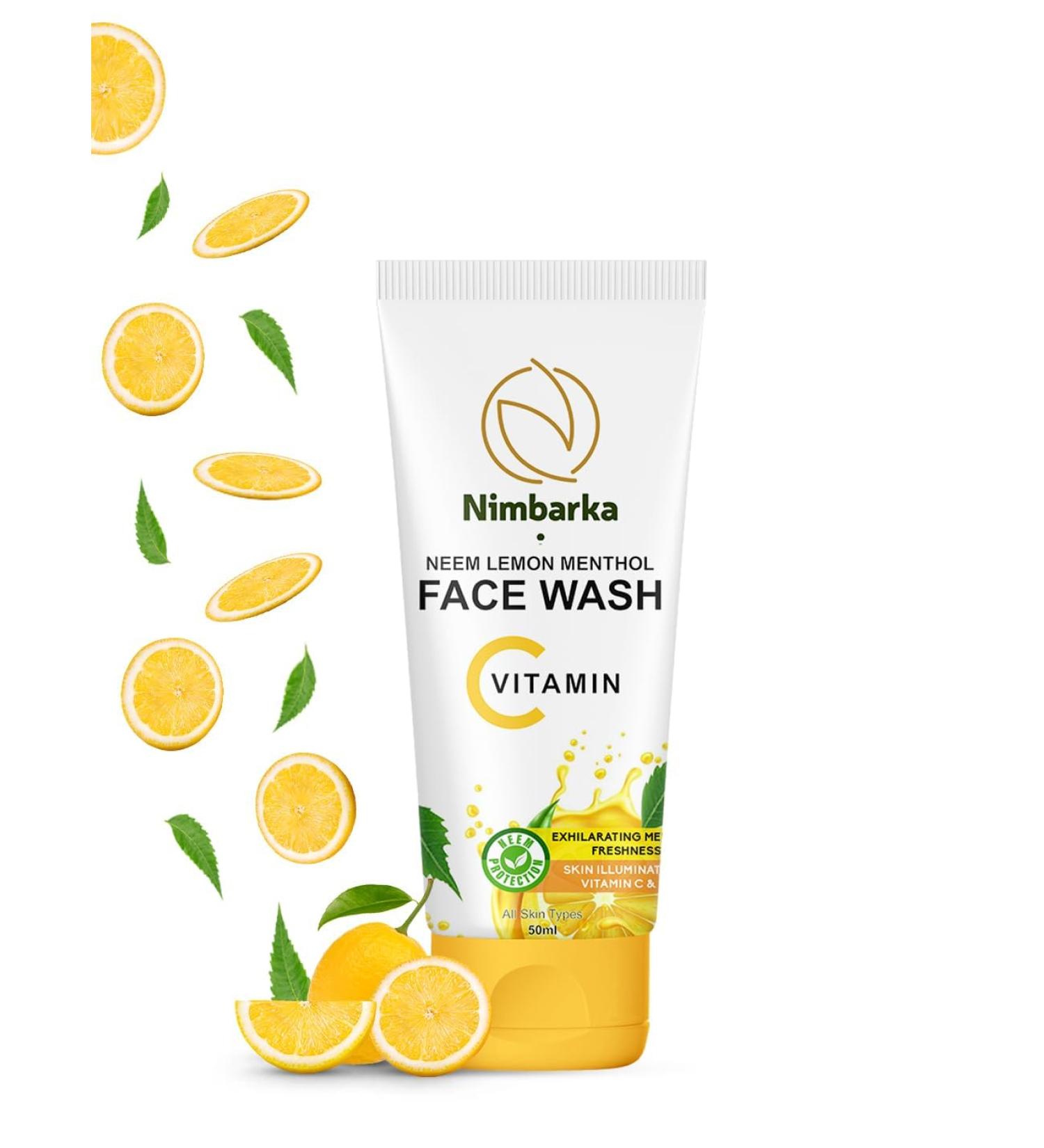 BEMT Neem Lemon Menthol Face Wash with Vitamin C & E Refreshing Cleansing Gel for All Skin Types Removes Dirt & Impurities Nourishes & Brightens Skin 50ml - Buy Online on GoSupps.com