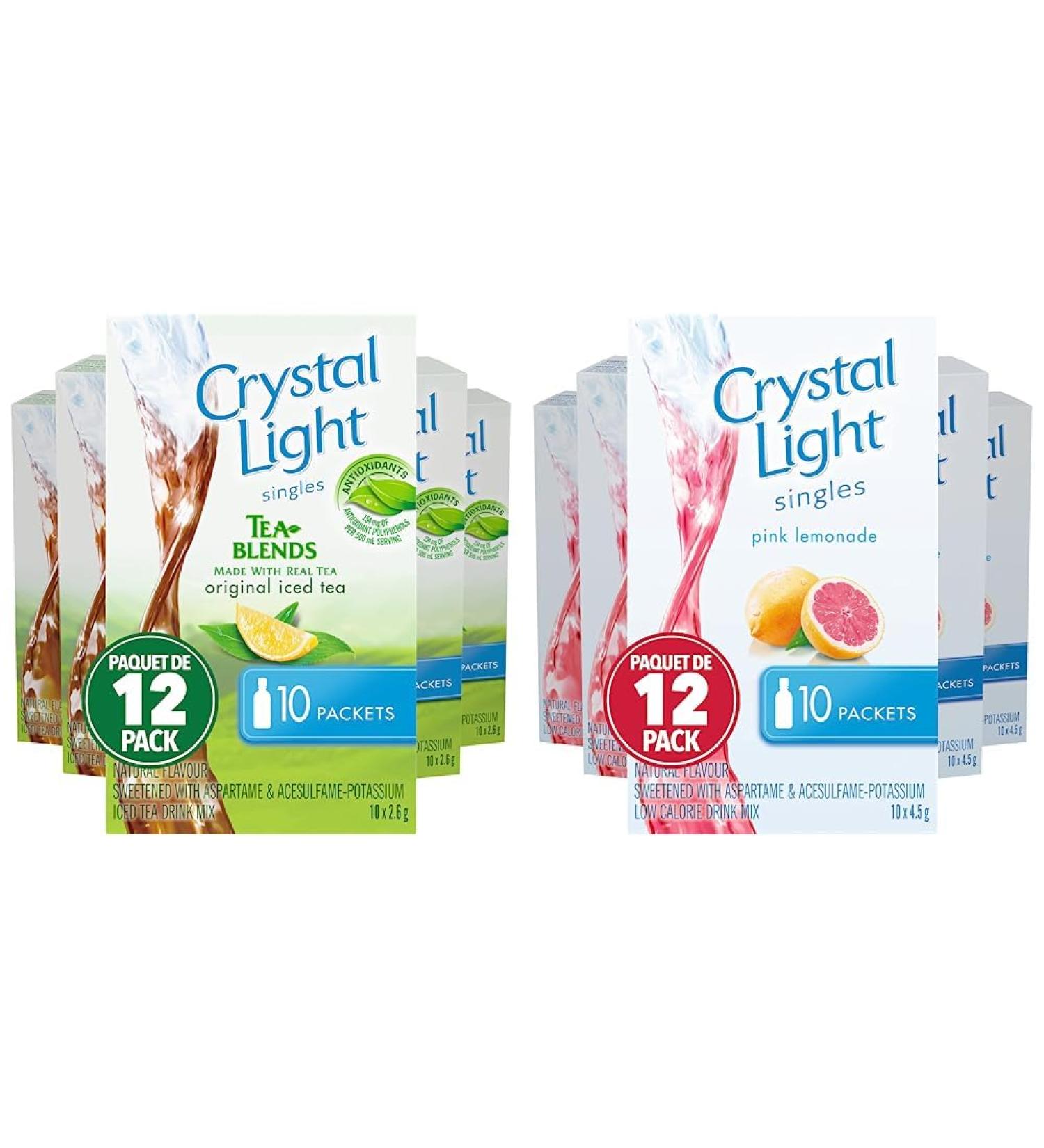Crystal Light Iced Tea Singles 26g (12 Boxes of 10 Packets) & Pink Lemonade Singles 45g (12 Boxes of 10 Packets) - Buy Online on GoSupps.com