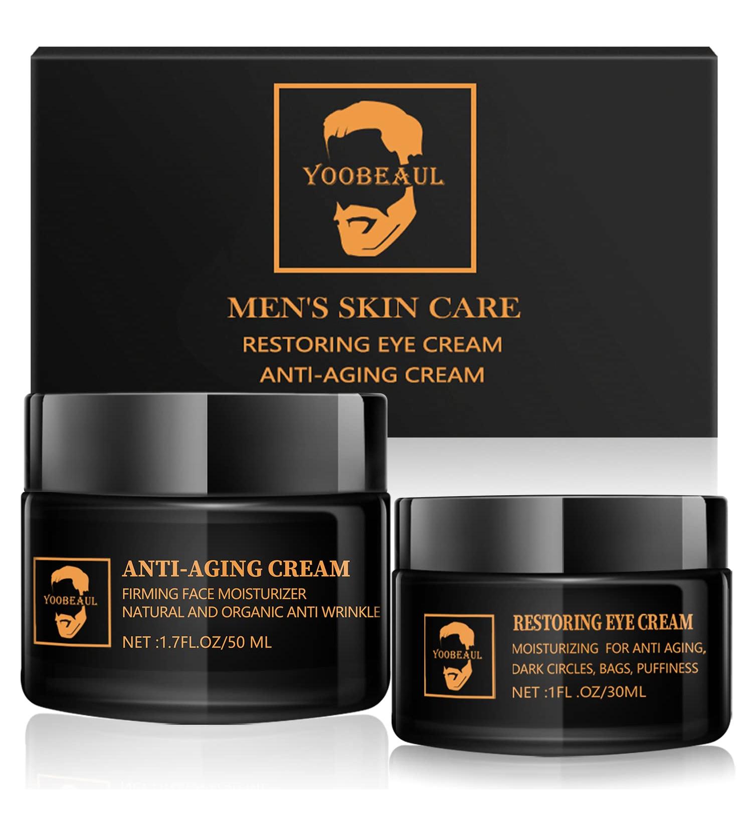 YOOBEAUL Mens Eye Cream & Face Moisturizer - Organic Anti-Aging Treatment for Dark Circles, Puffiness & Wrinkles - 2.7oz Set - Buy Online on GoSupps.com