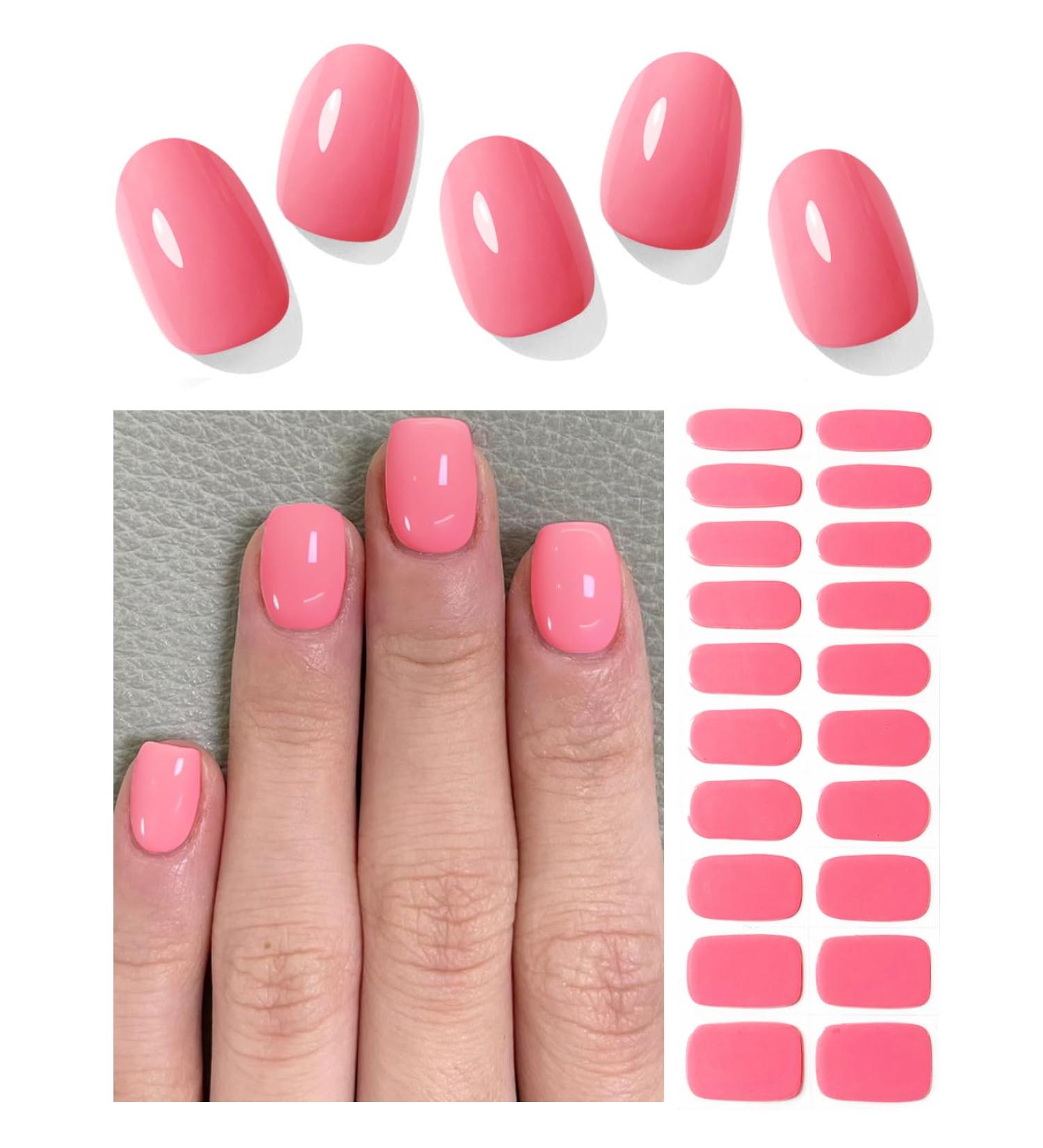 TrueShei Coral Pink Nail Foils | 23PC Self-Adhesive Gel Stickers | UV Nail Film for Beautiful Gellack Wraps - Buy Online on GoSupps.com