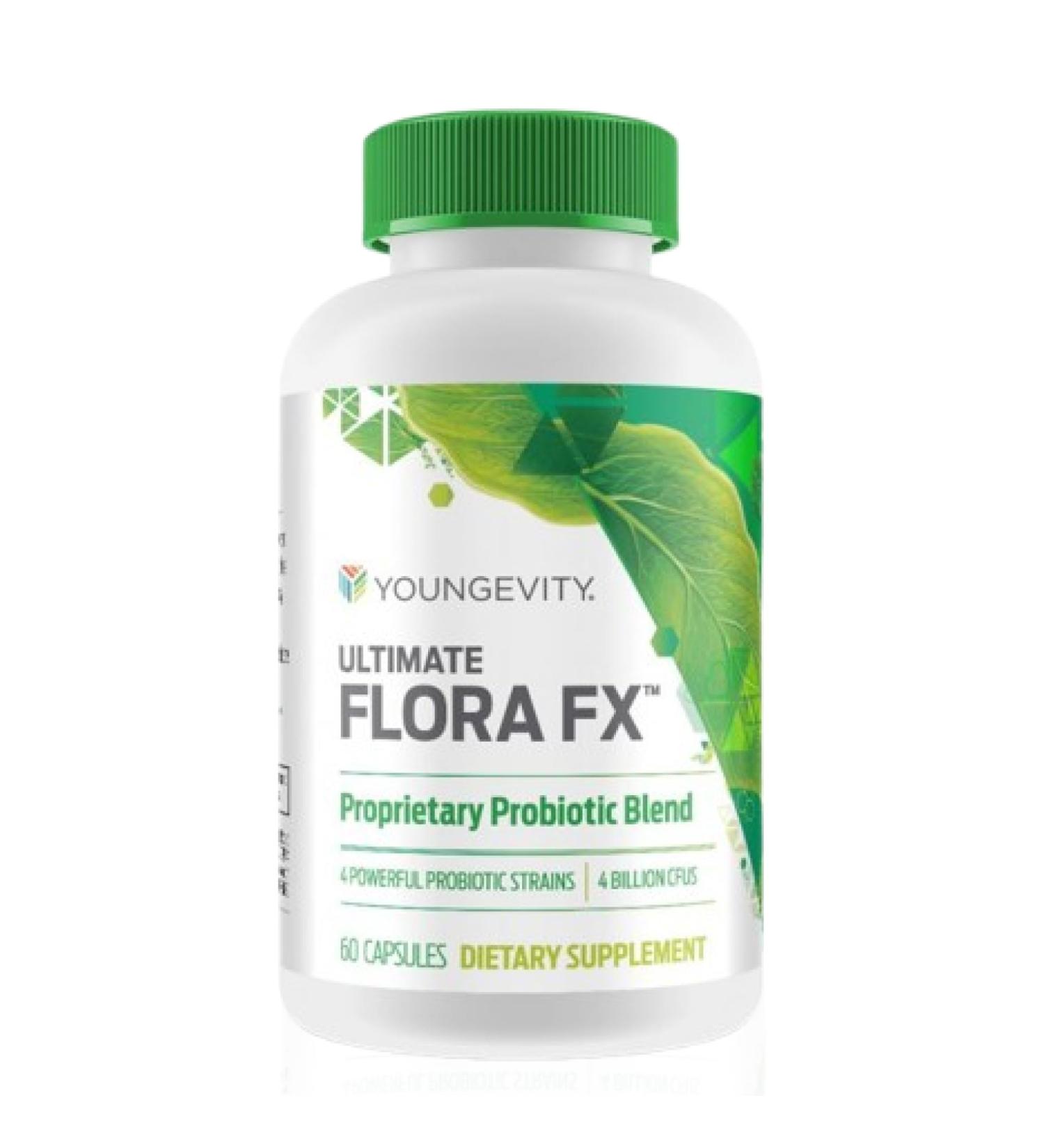 Youngevity Ultimate Flora FX Prebiotic and Probiotic Supplement Supports Digestive Health and Gut Microbiome 4 Billion CFU Glucono Delta Lactone 60 Vegetarian Capsules 60 Count (Pack of 1) - Buy Online on GoSupps.com