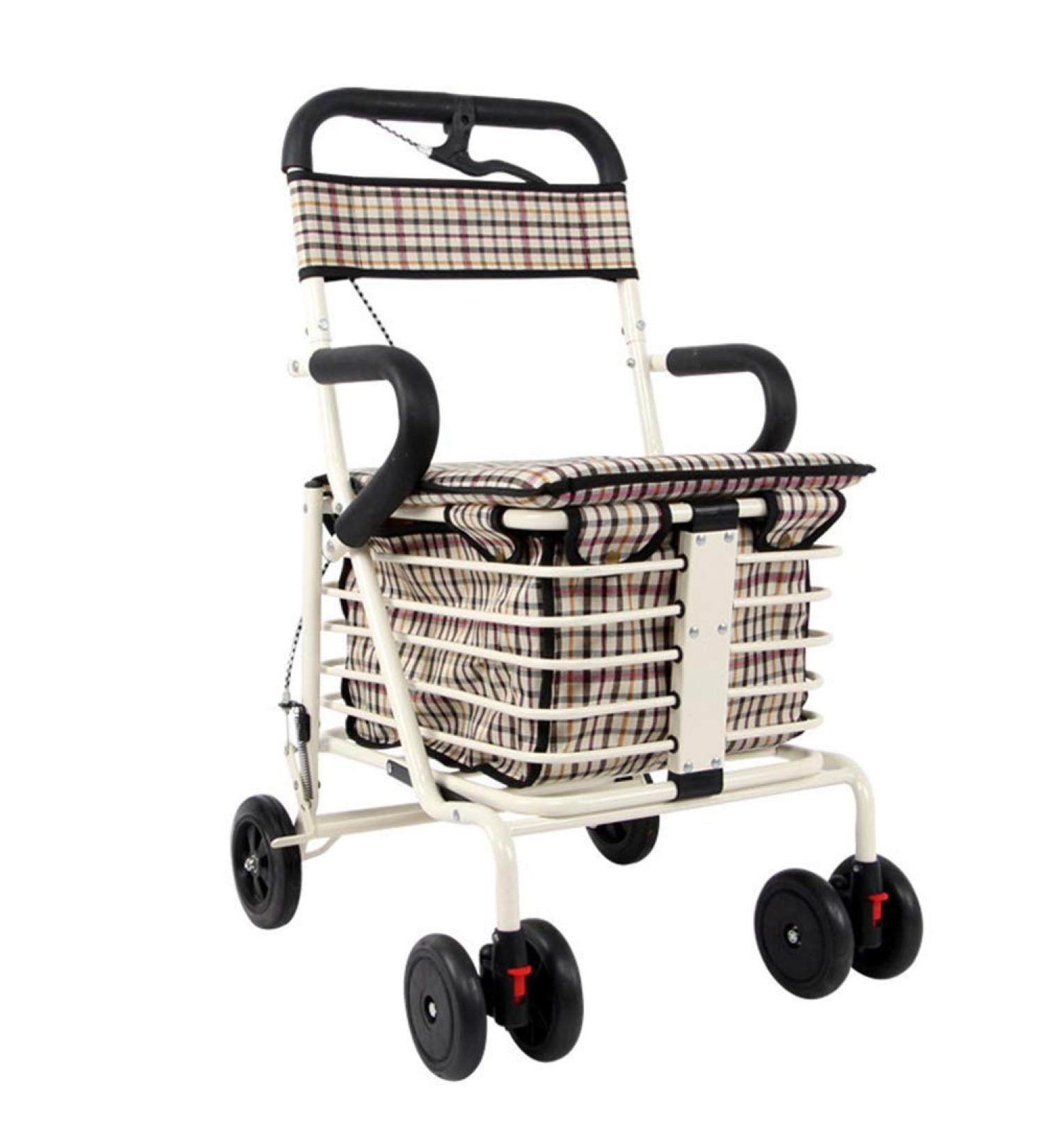 Walking Frame Portable Folding Soft Comfortable Back Seat Can Sit Can Lock The Brakes Old Man Shopping Cart - Buy Online on GoSupps.com