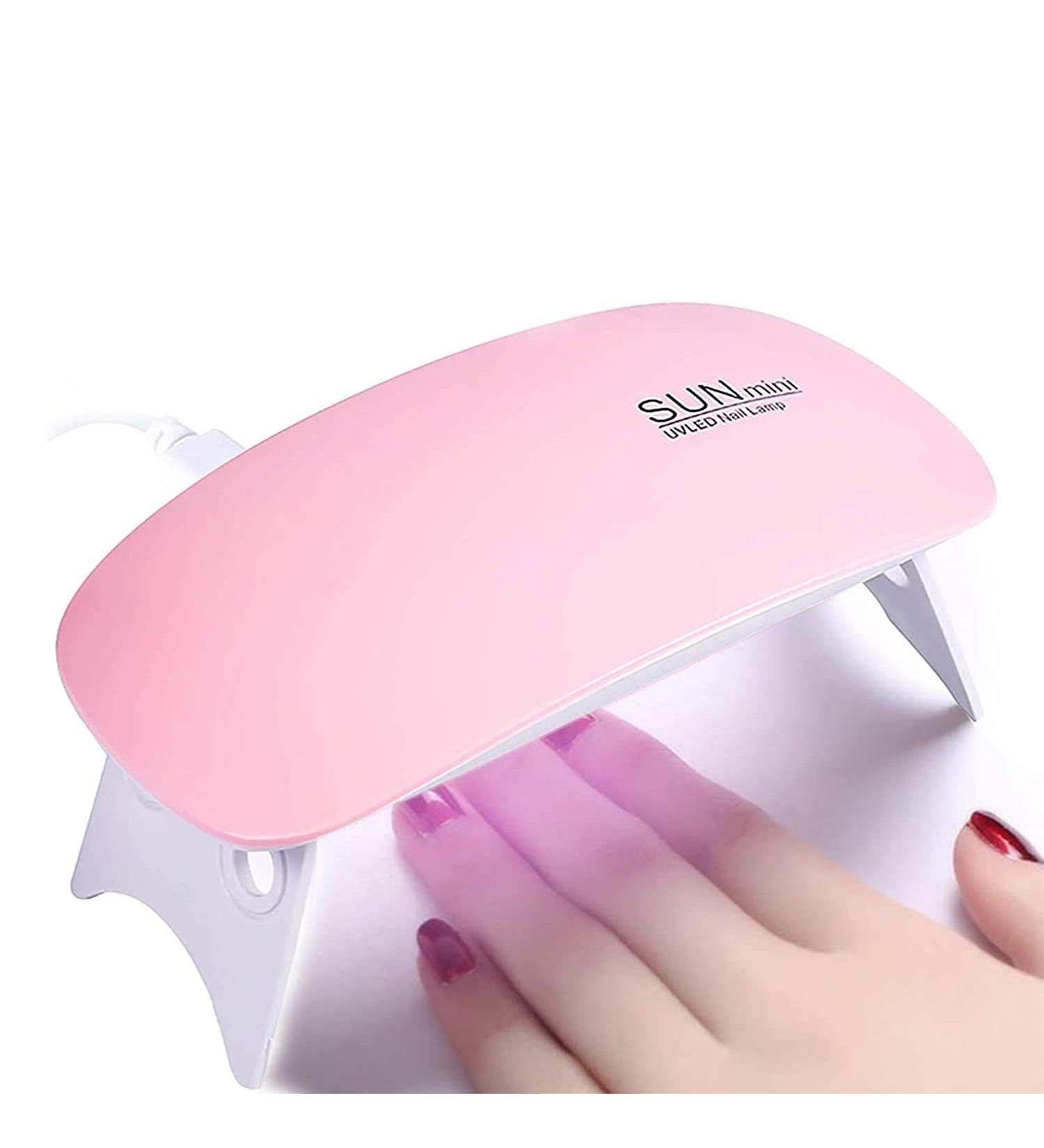 Mini UV/LED Nail Lamp - Pink Color | 6W Portable Nail Dryer for Gel Polish, Poly Gel, and Nail Art | 60s/120s Timer | USB Powered - Buy Online on GoSupps.com