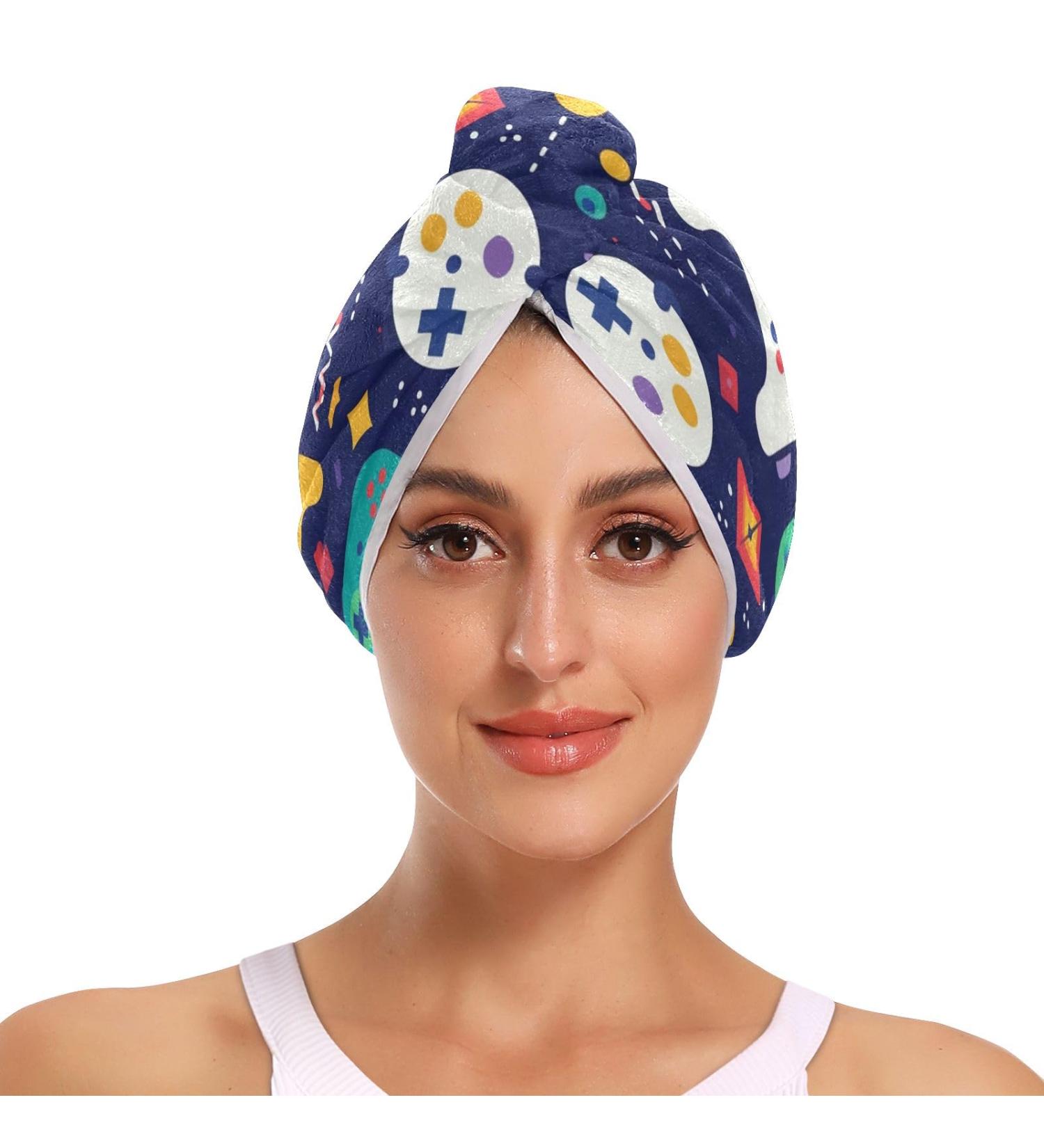 Rainbow Games Console Hair Towel 2 Pack | Super Absorbent Quick Dry Turbans for Women & Girls - Perfect Hair Drying Solution - Buy Online on GoSupps.com