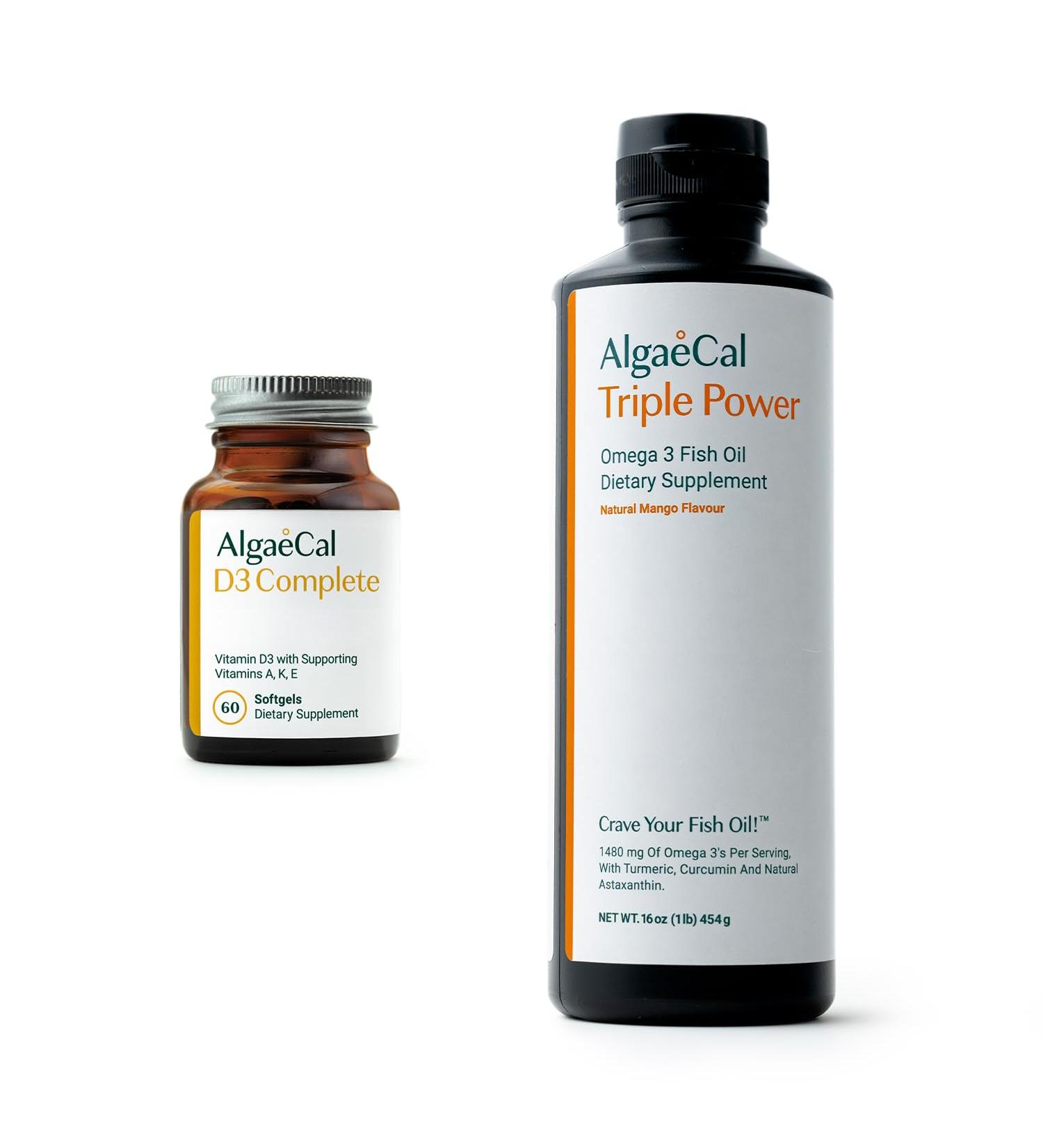 ALGAECAL Wellness Bundle - D3 Complete (1000 IU) + K2, Vitamin E, Vitamin A & Omega-3 1200mg EPA DHA for Overall Support - Buy Online on GoSupps.com