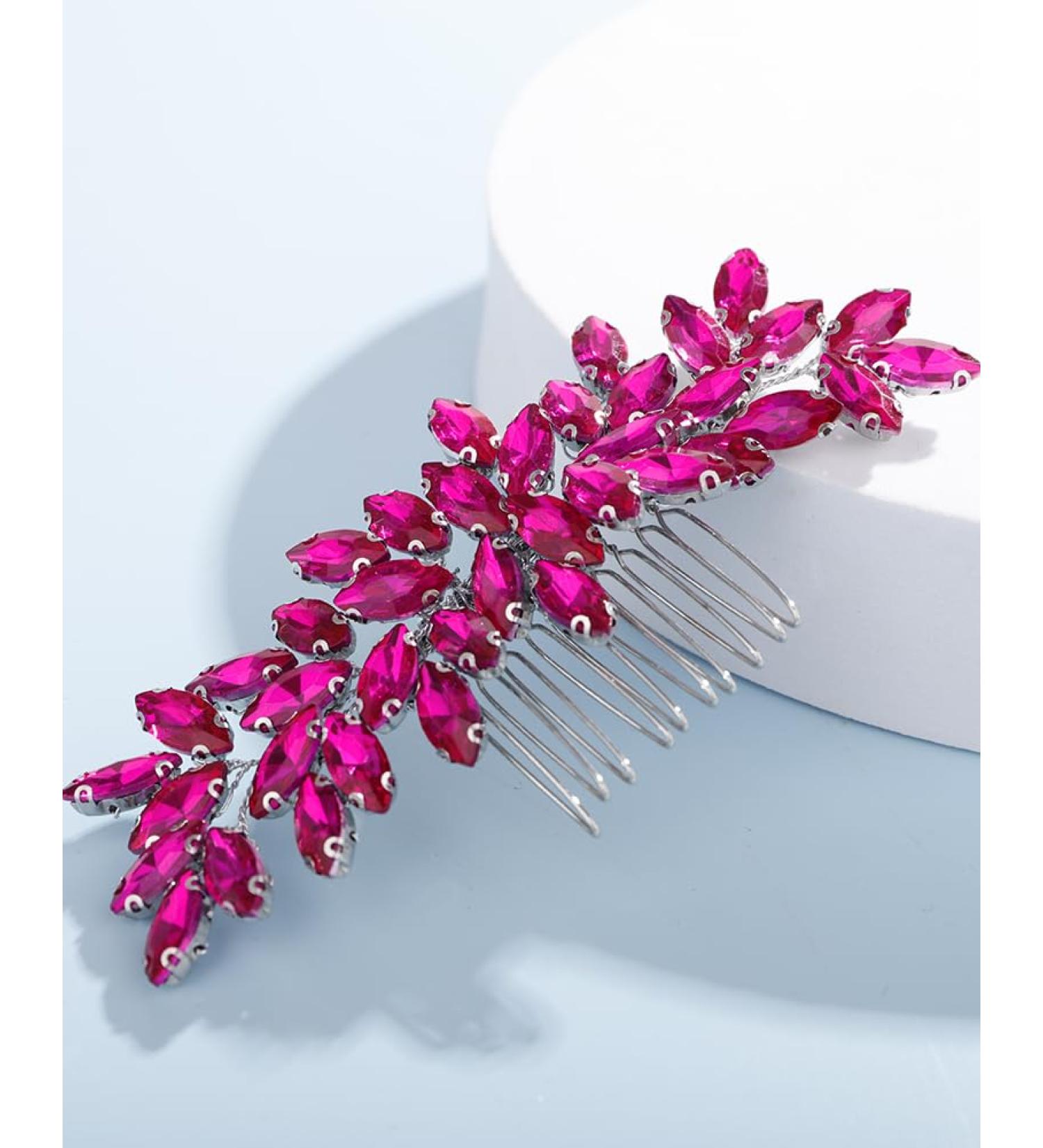 Rumtock Hot Pink Rhinestones Hair Comb for Women Girls Wedding Bridal Hair Piece Handmade Jewelry Banquet Prom (Hot Pink) - Buy Online on GoSupps.com