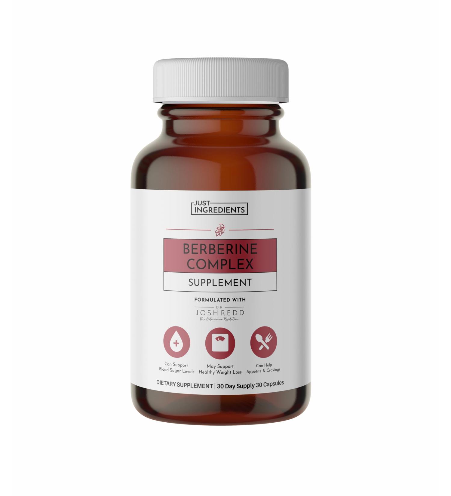 JUST INGREDIENTS Berberine Supplement 30-Capsule Herbal Support Formula with Organic Berberis Aristata Traditionally Used for Metabolic Health Cellular Function & Overall Wellness. - Buy Online on GoSupps.com