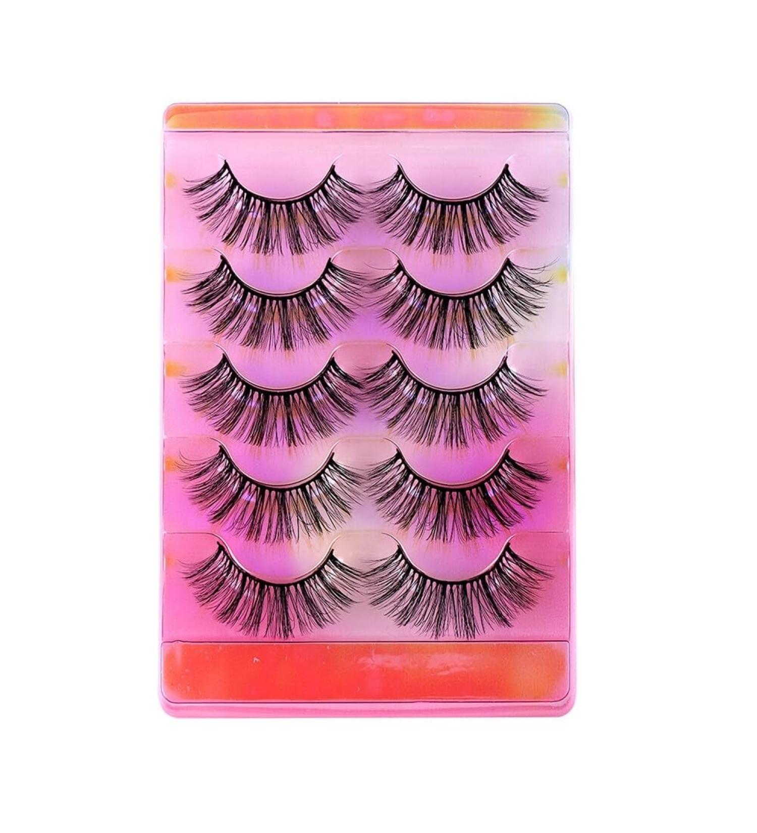 5 Pairs Natural False Eye Lashes 3D Multi-Layer Fake Eyelashes Extension Dense and Fluffy False Eyelash Cluster Naturally Curled False Eyelashes for Women Eye Makeup Type 3 - Buy Online on GoSupps.com