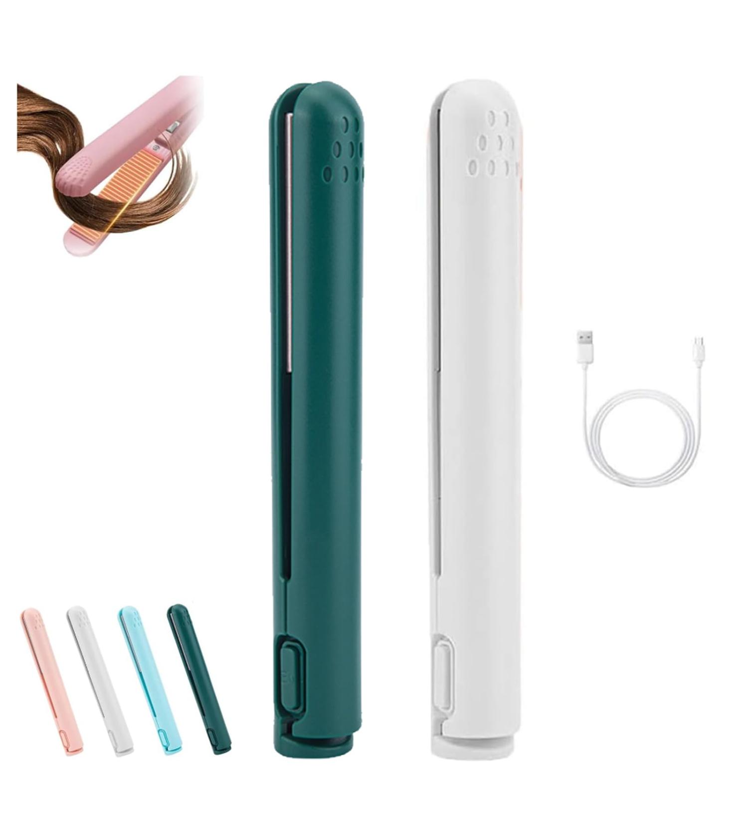 Mini Dual-Purpose Curling Iron Ceramic Mini Hair Curler Portable Mini Curling Iron Travel USB Rechargeable Curling Wand Mini Dual-Purpose Curling Iron for Short Hair (Green+White) - Buy Online on GoSupps.com