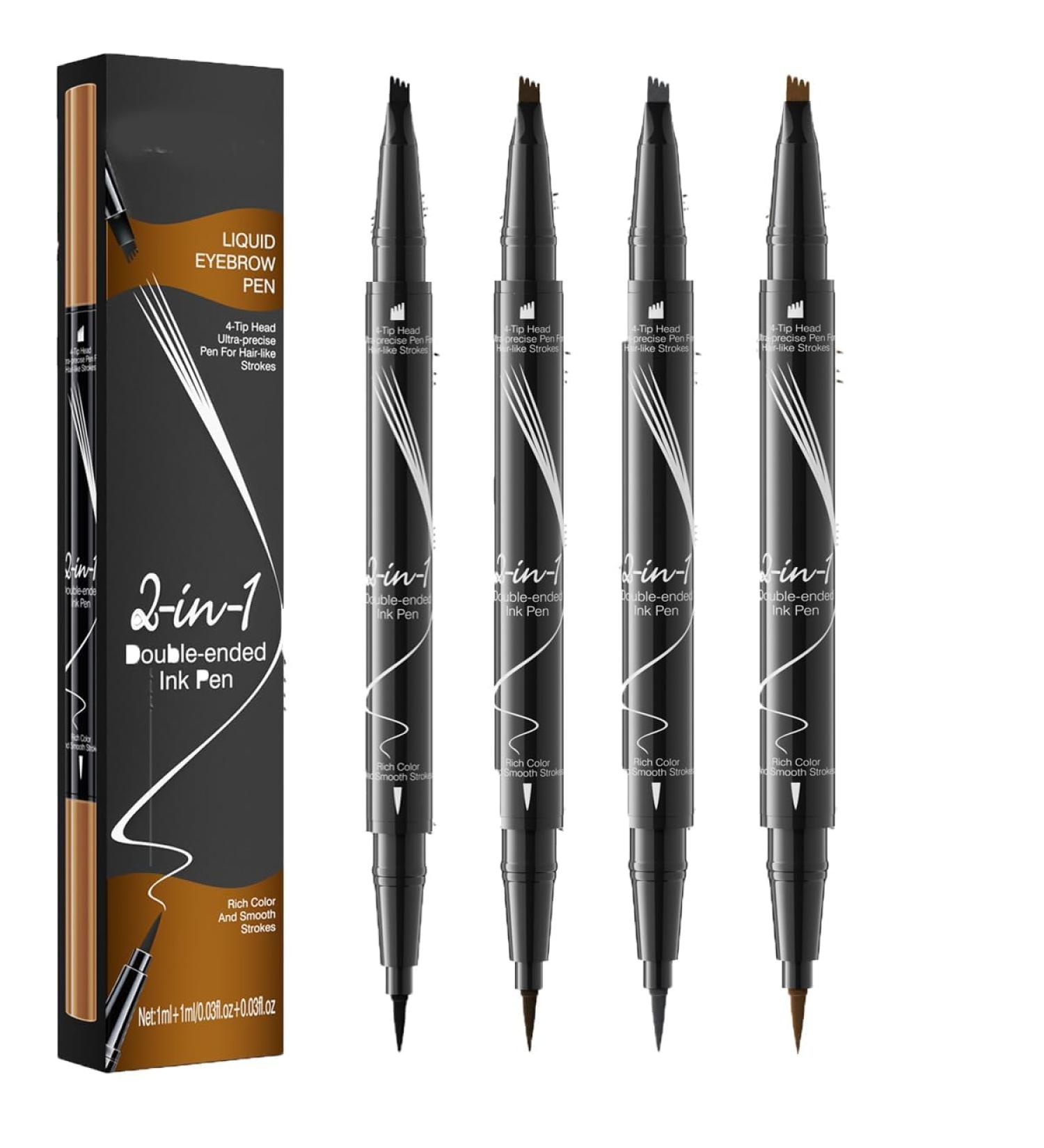 Liquid Eyebrow Pen 3D Microblading Eyebrow Pencil Waterproof Liquid Eyebrow Pen Double Head Liquid Eyebrow Pencil Creates Natural Brows 4pcs - Buy Online on GoSupps.com