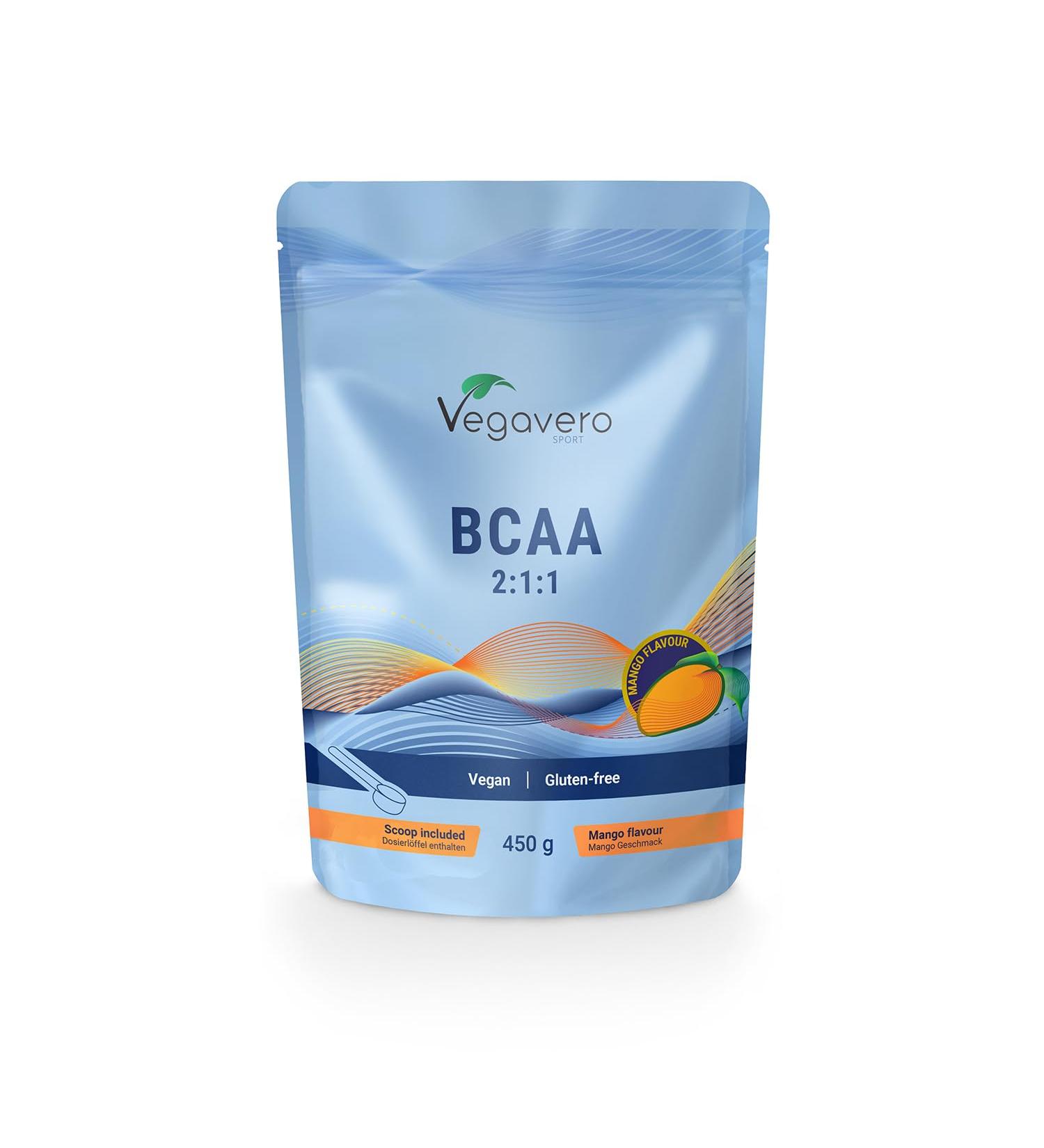 Vegavero BCAA Powder 400 g 56 servings Ratio 211 Vegan Mango flavor - Buy Online on GoSupps.com
