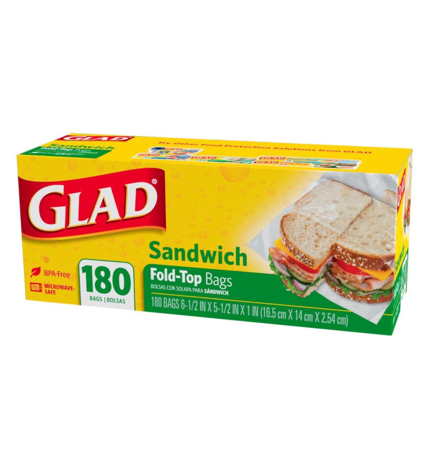 Glad Fold Top Sandwich Bags - 180-Count Plastic Bags | Convenient Food Storage Solution - Buy Online on GoSupps.com