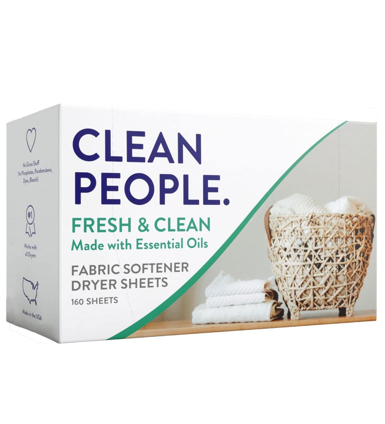 Clean People Natural Fabric Softener Sheets - Eco Friendly & Vegan - 2 x 80 Packs - Buy Online on GoSupps.com