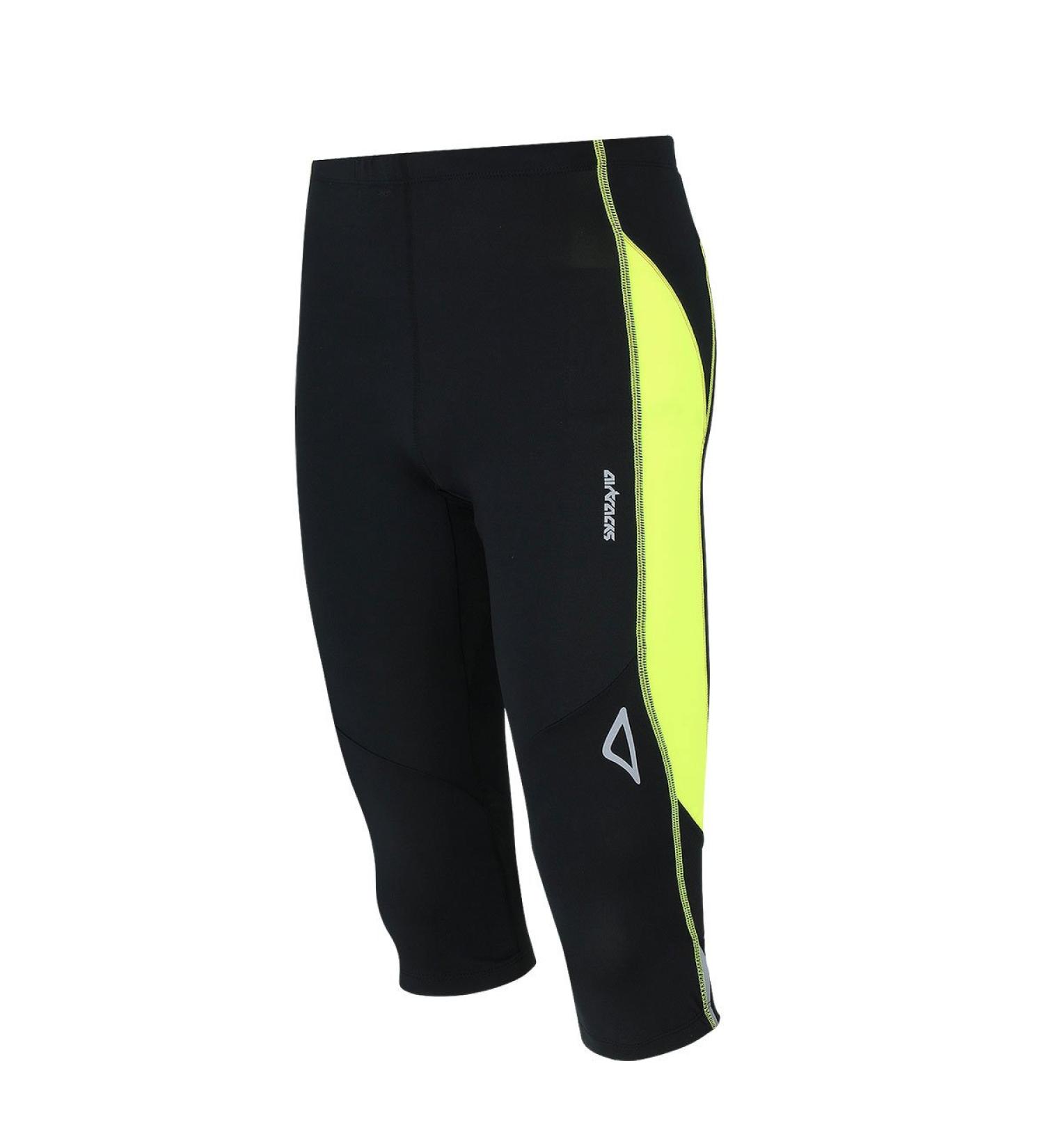 Airtracks 3/4 Functional Running Pants - Breathable Compression Tights - Quick-Drying XXL Black/Neon - International Shipping Available - Buy Online on GoSupps.com