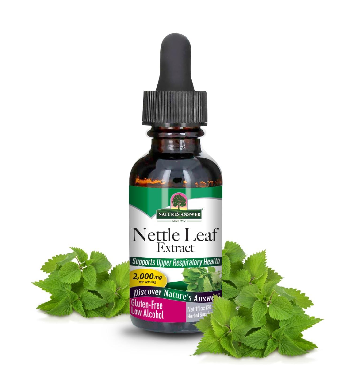 Nature's Answer Nettle Leaf with Organic Low Alcohol 1 Fluid Ounce | Herbal Supplement | Helps Promote Immune Health | Non-GMO Kosher Gluten-Free - Buy Online on GoSupps.com