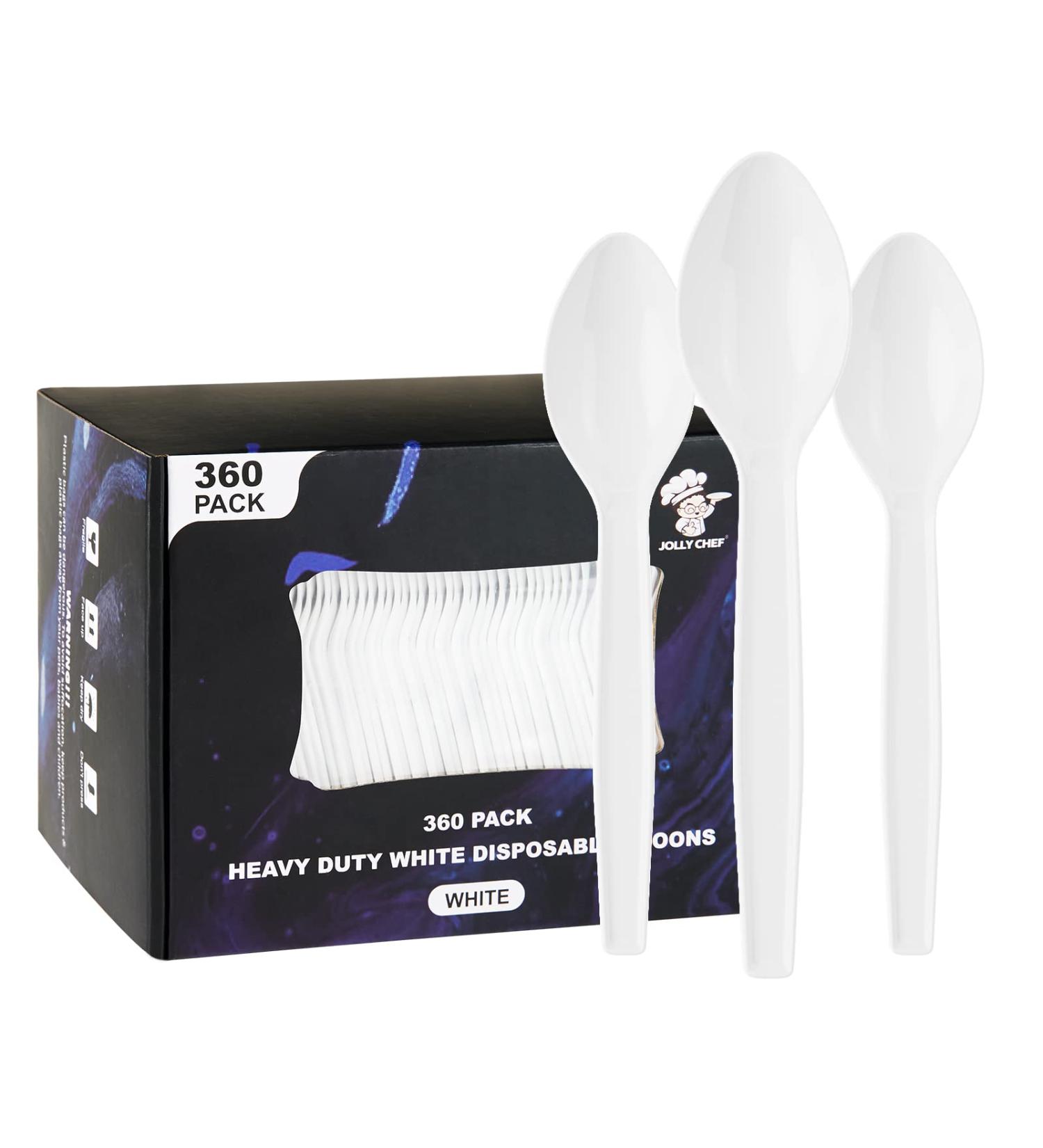 360 Pack White Disposable Spoons - Heavy Duty Plastic Cutlery Set - Buy Online on GoSupps.com