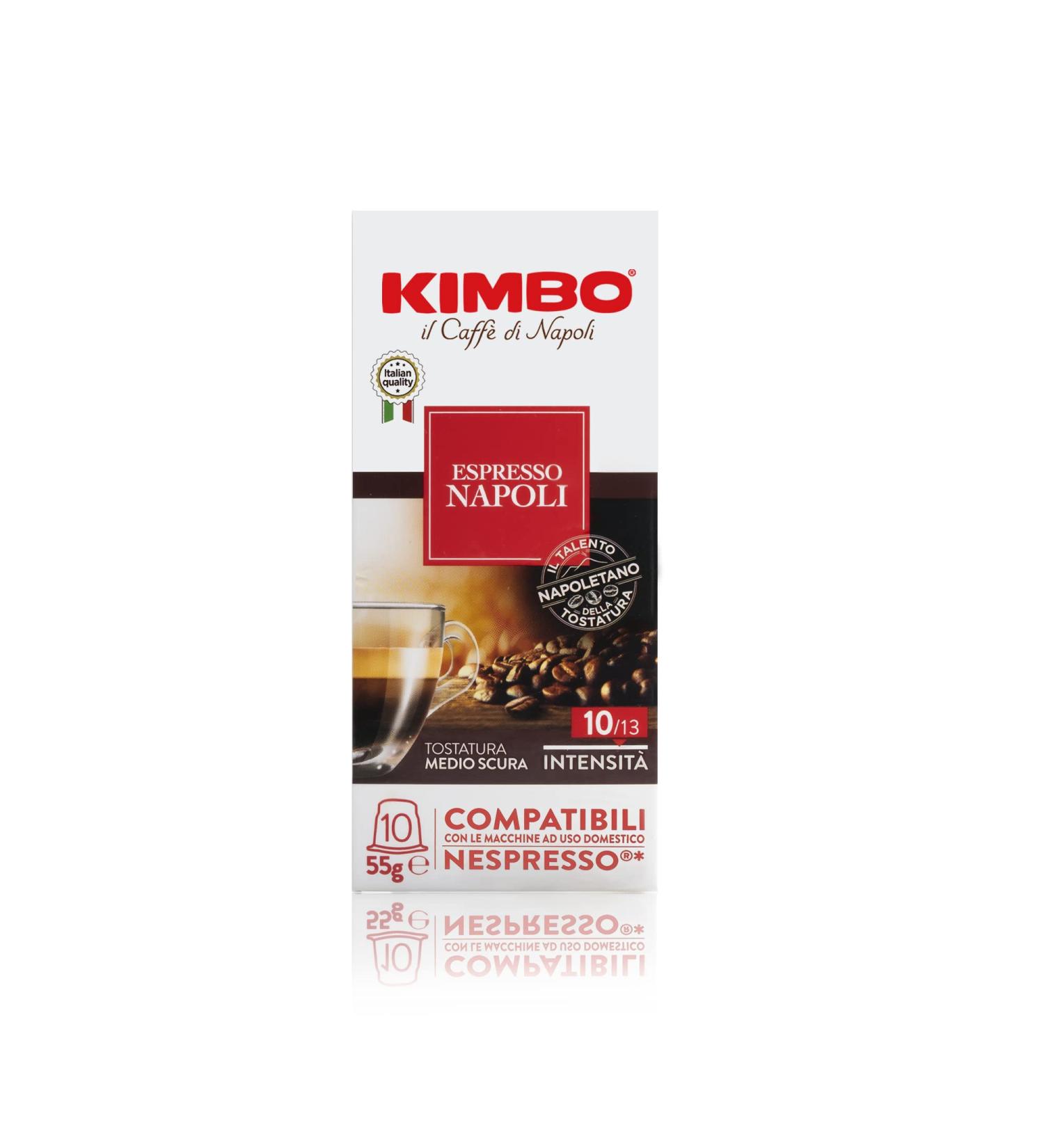 Kimbo Napoli Coffee Capsules - Compatible with Nespresso - 100 Capsules (10 Packs of 10) - Premium Italian Coffee for a Perfect Brew - Buy Online on GoSupps.com