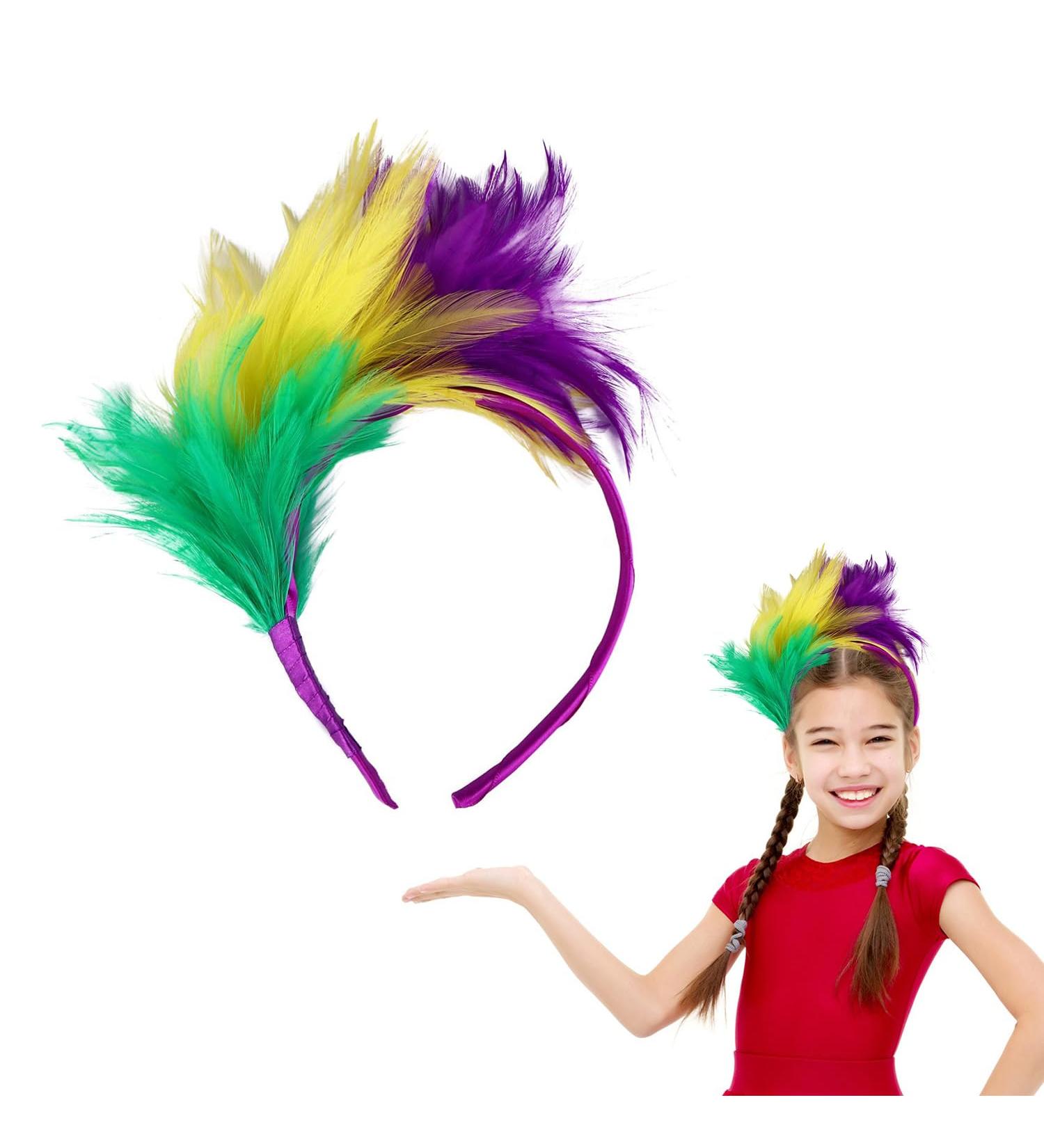 MEISH Mardi Gras Feather Headband Fascinator Decorative Headpiece Queen Mardi Gras Headwear Fancy Party Hair Accessories for Women Girls - Buy Online on GoSupps.com