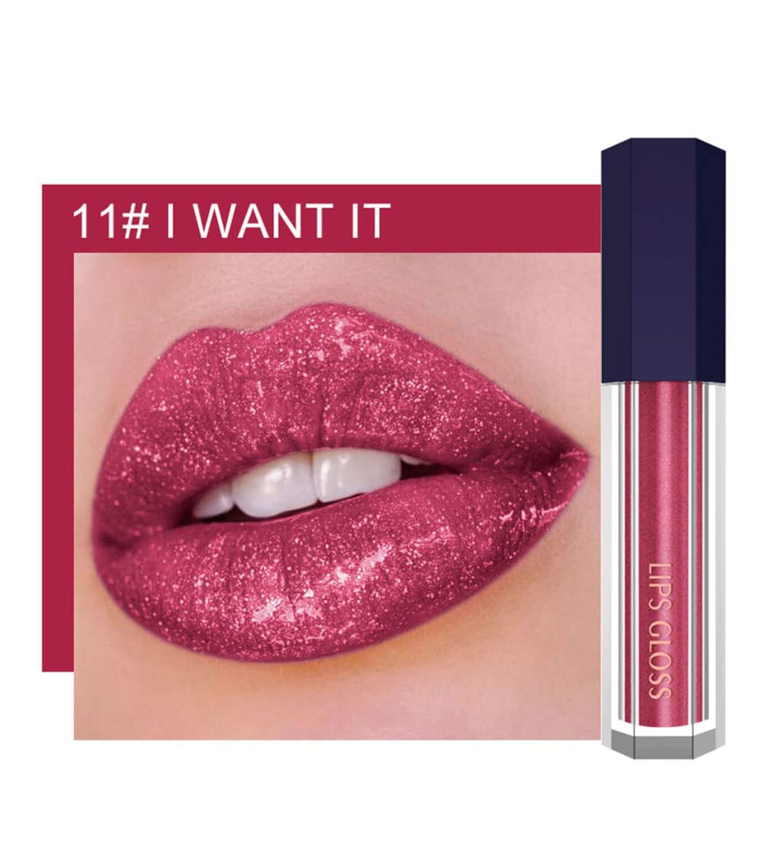 AllbestAye Metallic Glitter Lip Gloss | Waterproof Liquid Lipstick | Diamond Shimmer Nude Colors - Perfect for All Skin Tones (11#) - Buy Online on GoSupps.com