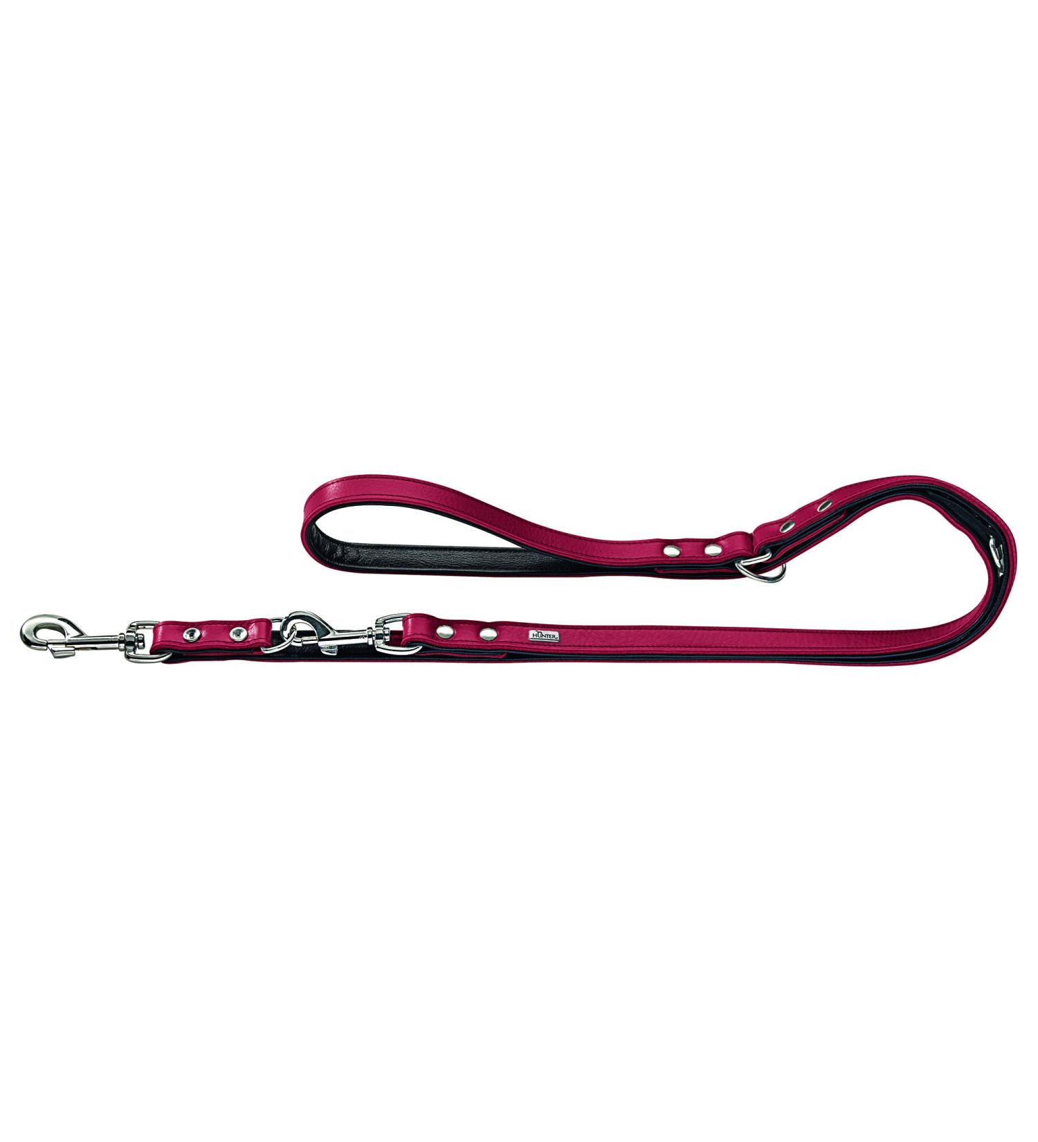 Hunter Basic Adjustable Glein for Dogs coated split leather synthetic leather weather -resistant 1.8/200 cm red red/black width: 1.8 cm length: 200 cm