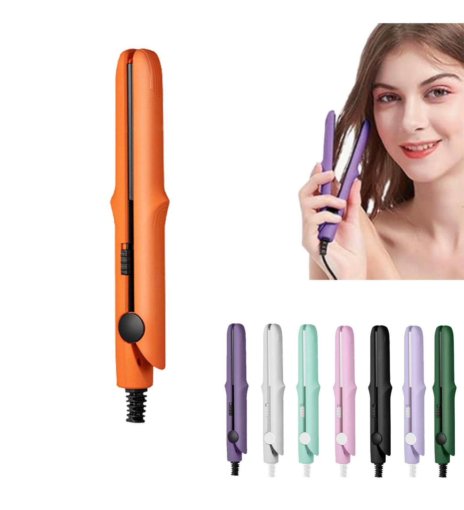 Gadgetcab Curling Iron Gadgetcab Mini Curling Iron 2-in-1 Mini Curling Wand &Flat Iron Hair Straightener Mini Dual-Purpose Curling Iron (Orange) - Buy Online on GoSupps.com