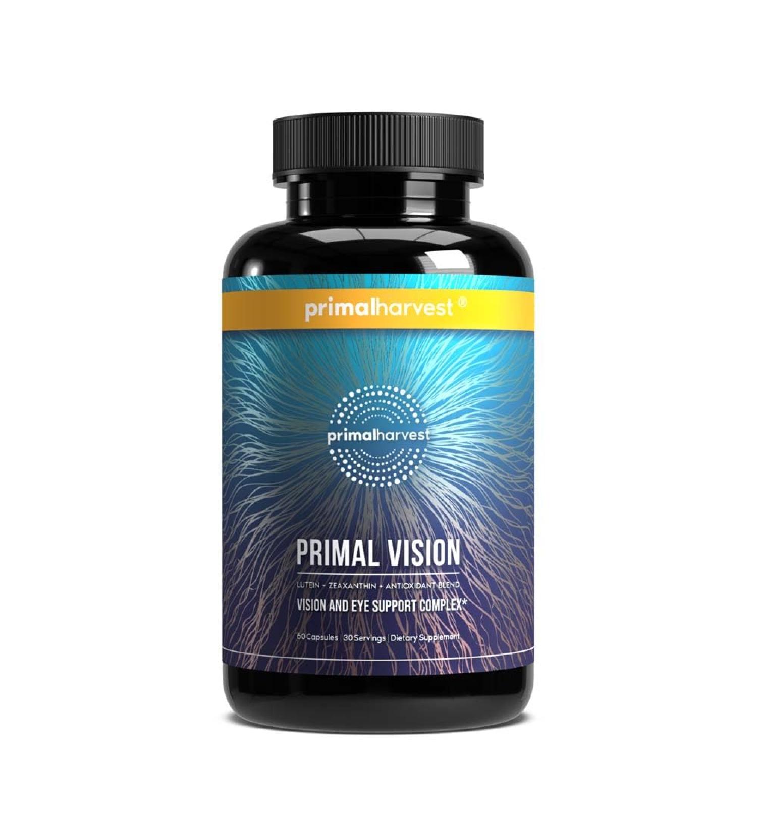 Primal Harvest Primal Vision with Lutein Zeaxanthin Vitamin A and Zinc for Eye Health Blue Light Support and Visual Clarity - Buy Online on GoSupps.com