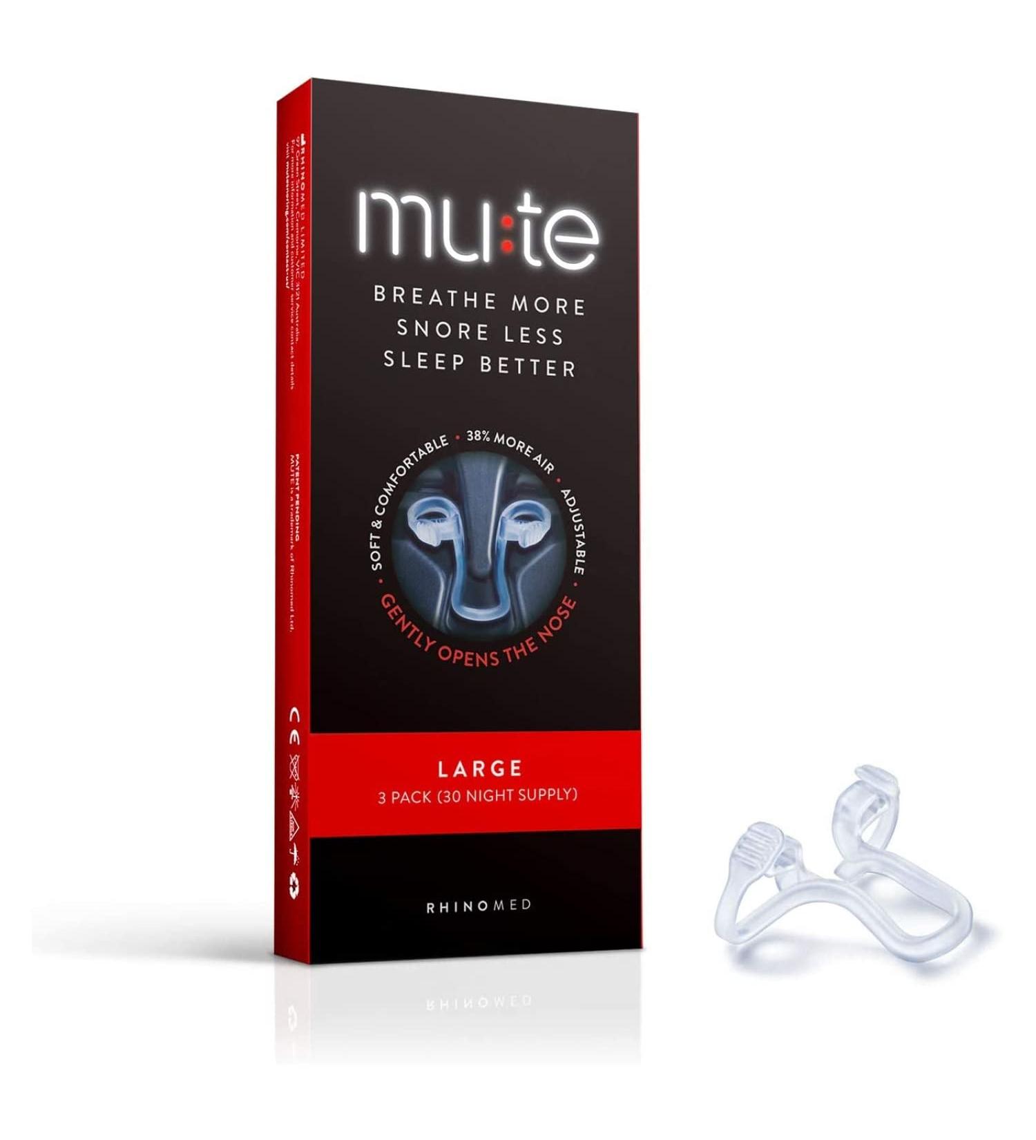 Rhinomed Mute Nasal Dilator for Snore Reduction - Large Size 3-Pk - Anti-Snoring Solution - Improved Airflow for Better Sleep - Buy Online on GoSupps.com