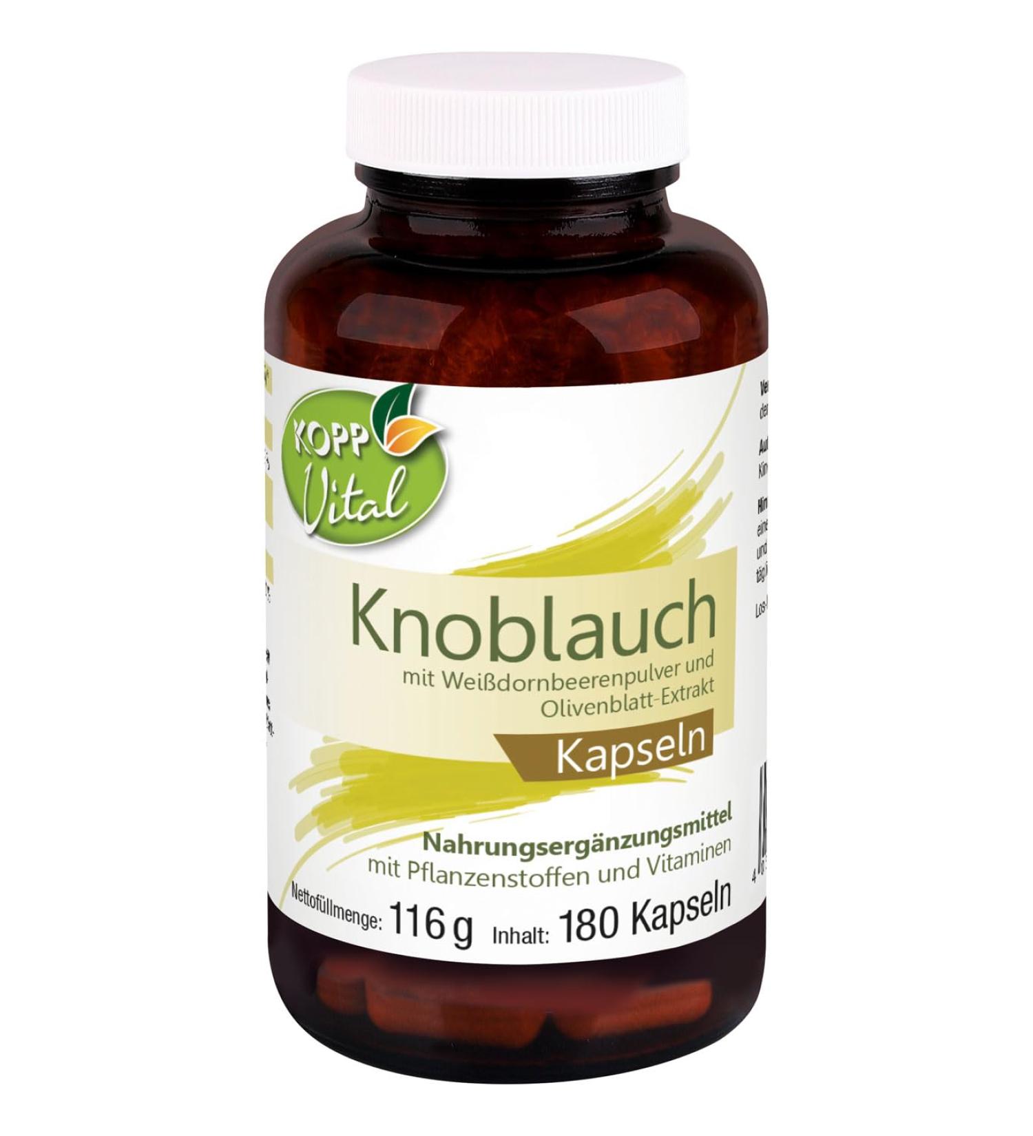 Kopp Vital Garlic Capsules - 180 Capsules | Vitamin C & B1 | Pharmacy Quality Dietary Supplement | International Shipping Available - Buy Online on GoSupps.com