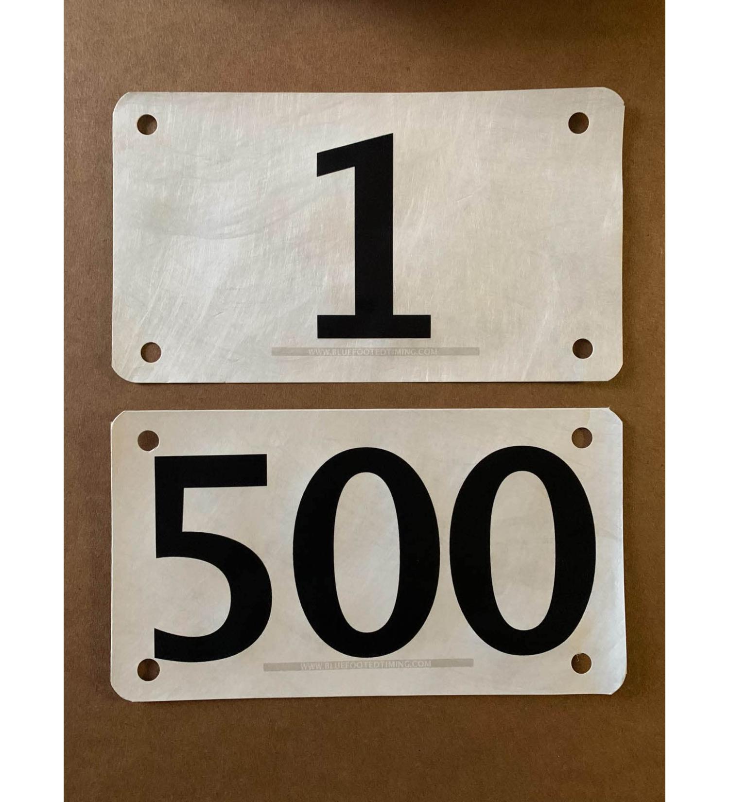 BlueFootedTiming Race Numbers Official Competitor tryout tyvek bib Numbers 1-100  Set of 100  4"x7"  Industry Standard tyvek tearproof & Waterproof. 001-500 - Buy Online on GoSupps.com