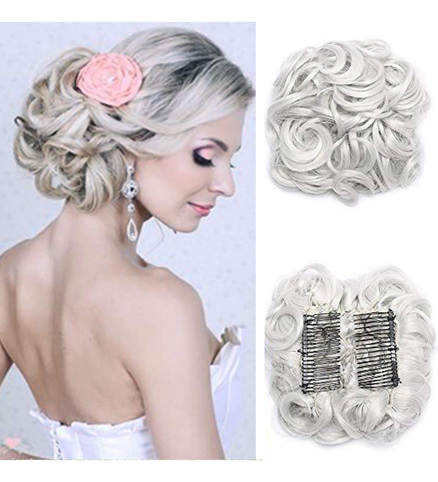 SEGO Hairpiece Hair Extensions - Silver-Gray Bun Updo & Ponytail | Messy Donut Braid with Comb & Hair Tie for Effortless Style - Buy Online on GoSupps.com
