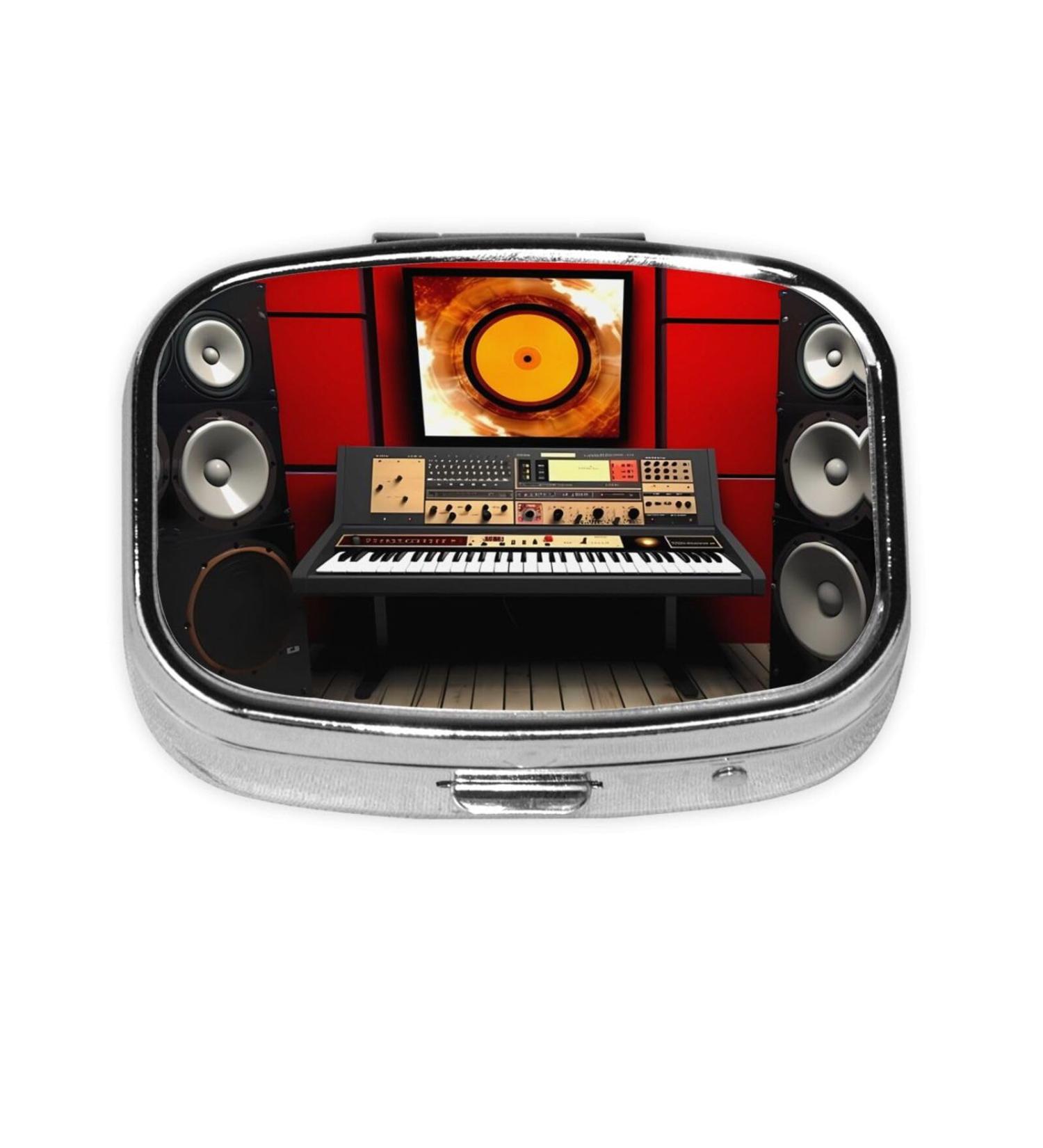 Music Studio Printing 2 Compartment Pill Case | Cute Travel Pill Organizer & Purse Gift - Buy Online on GoSupps.com