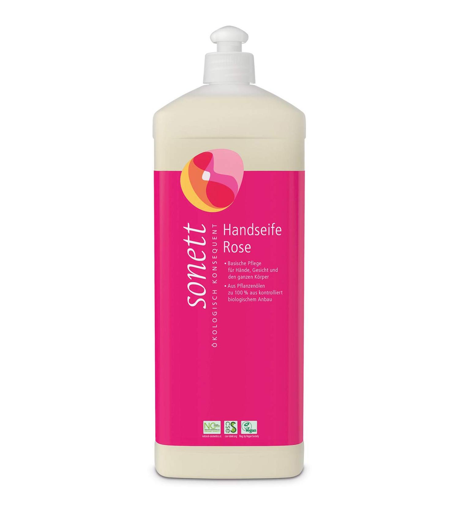 Sonett Hand Soap Rose 1 Litre - Organic & Eco-Friendly Liquid Soap for Gentle Cleansing - Perfect for Home & Travel - Buy Online on GoSupps.com