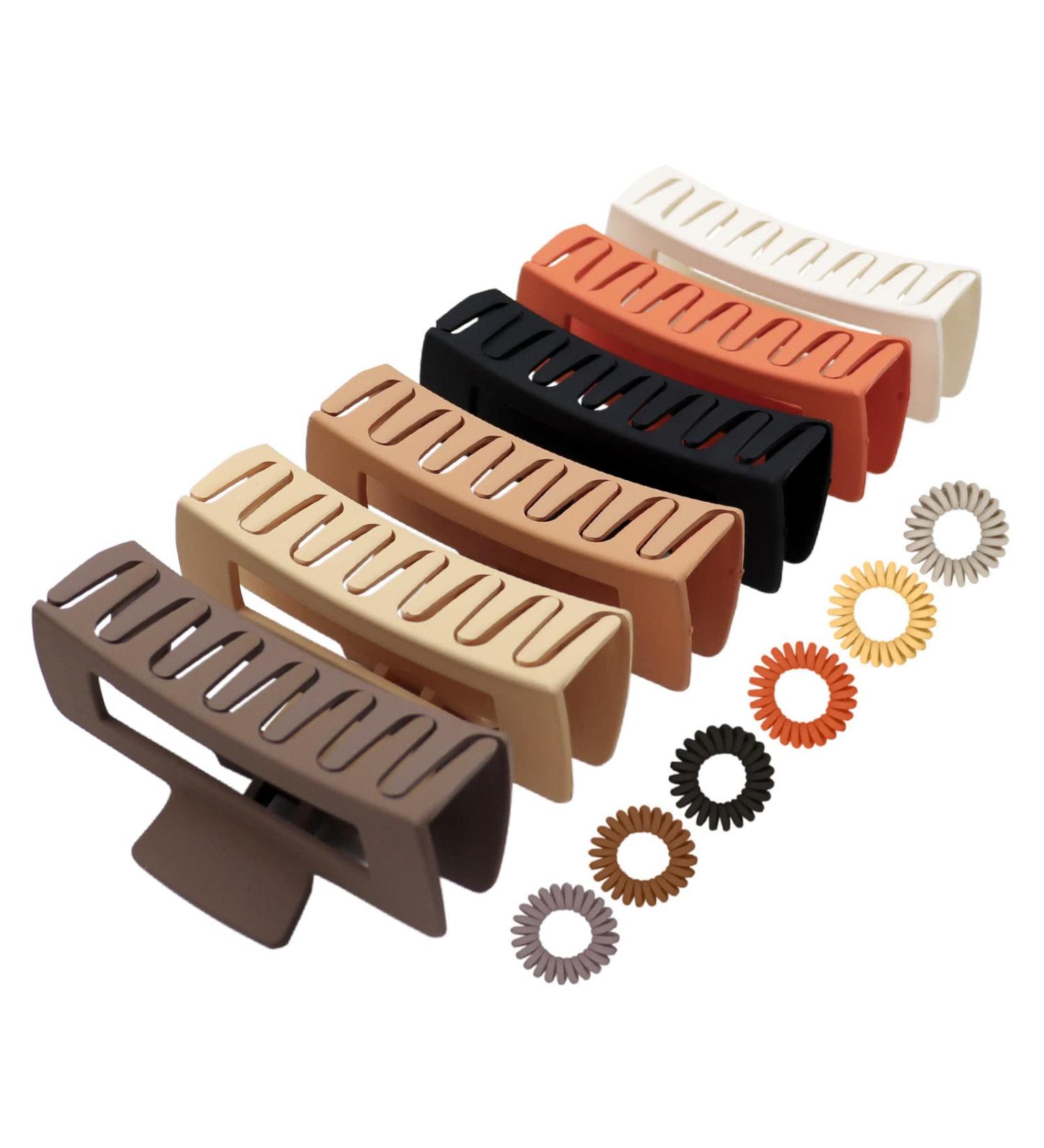 Matte Solid Color Hair Claw Clips for Thick Hair - Set of 2, Jumbo Rectangle Hair Jaw Clamp for Women and Girls (6 Colors) - Buy Online on GoSupps.com
