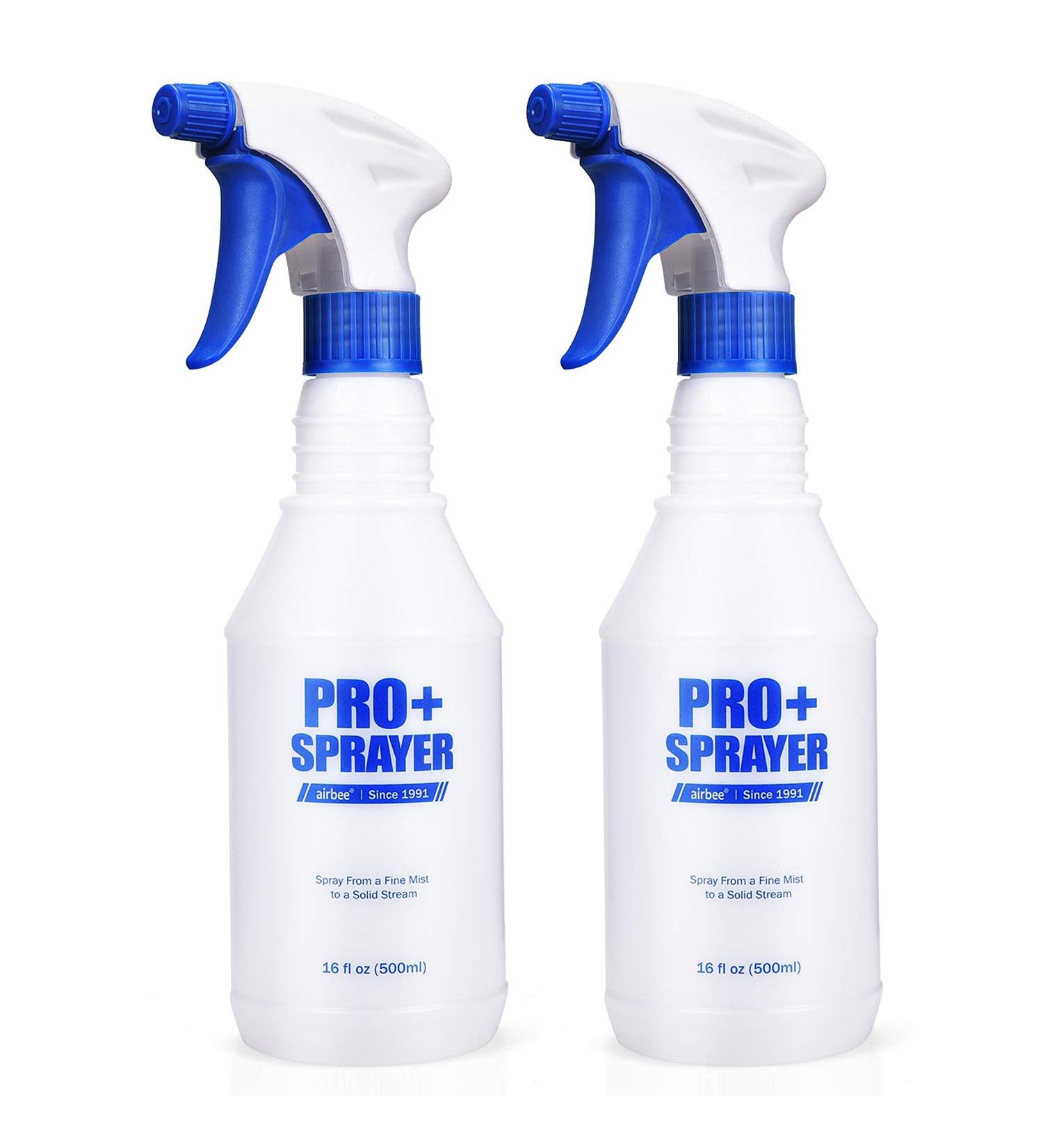 Airbee 16 Oz Plastic Spray Bottles 2 Pack - Professional Empty Spraying Bottles for Cleaning, Plants, Pets - Adjustable Nozzle, Measurements - Mist Water Sprayer - Buy Online on GoSupps.com