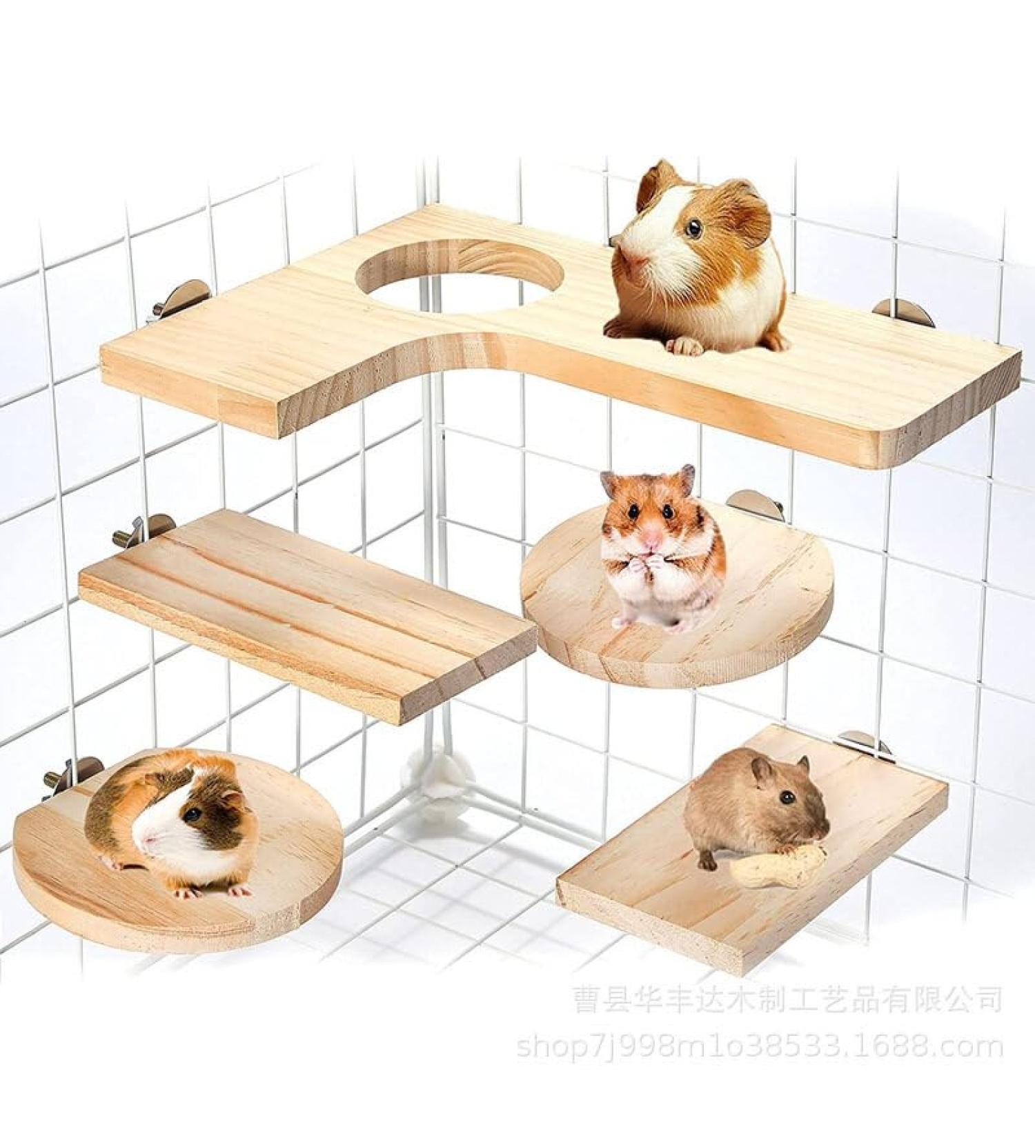 Shop Wangdu 5-Piece Hamster Accessories Set - Natural Wood Toys for Hamsters Guinea Pigs & Mice | DIY Cage Decor & Bird Seating Platform - Buy Online on GoSupps.com